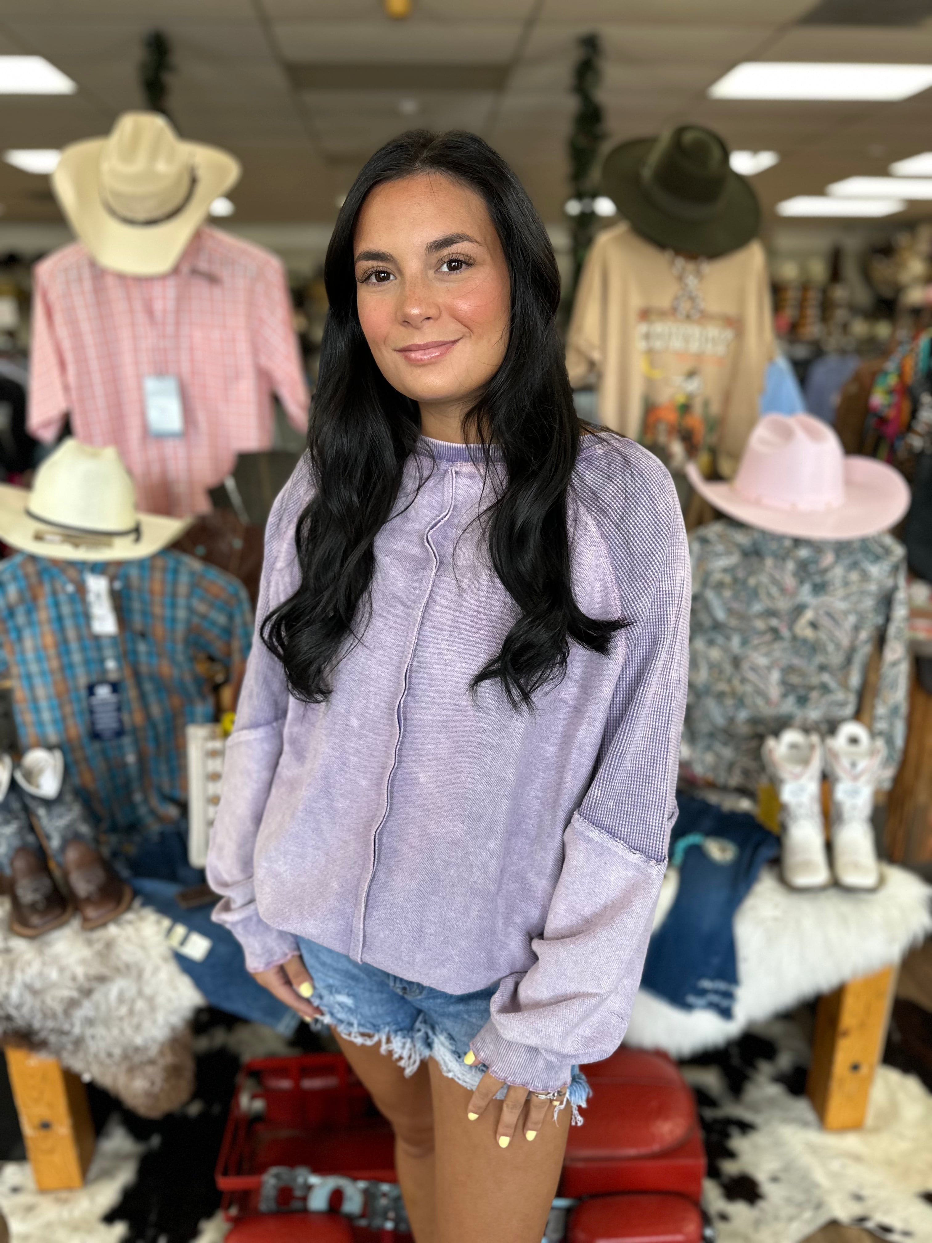 Reversible Round Neck Long Sleeve Sweatshirt for Women - Soft Lavender Pullover | Casual Wear, Loungewear & Layering Essential