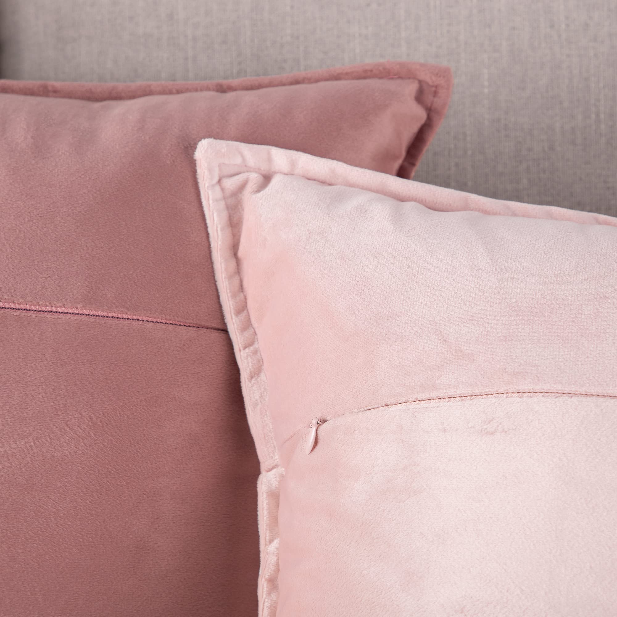 MADIZZ 2 Pack Super Soft Velvet Decorative Throw Pillow Covers 26x26 Inch - Light Pink Square Pillow Cases with Fringe for Sofa, Bed, Living Room - Luxury European Style Cushion Shells for Home Decor & Cozy Comfort