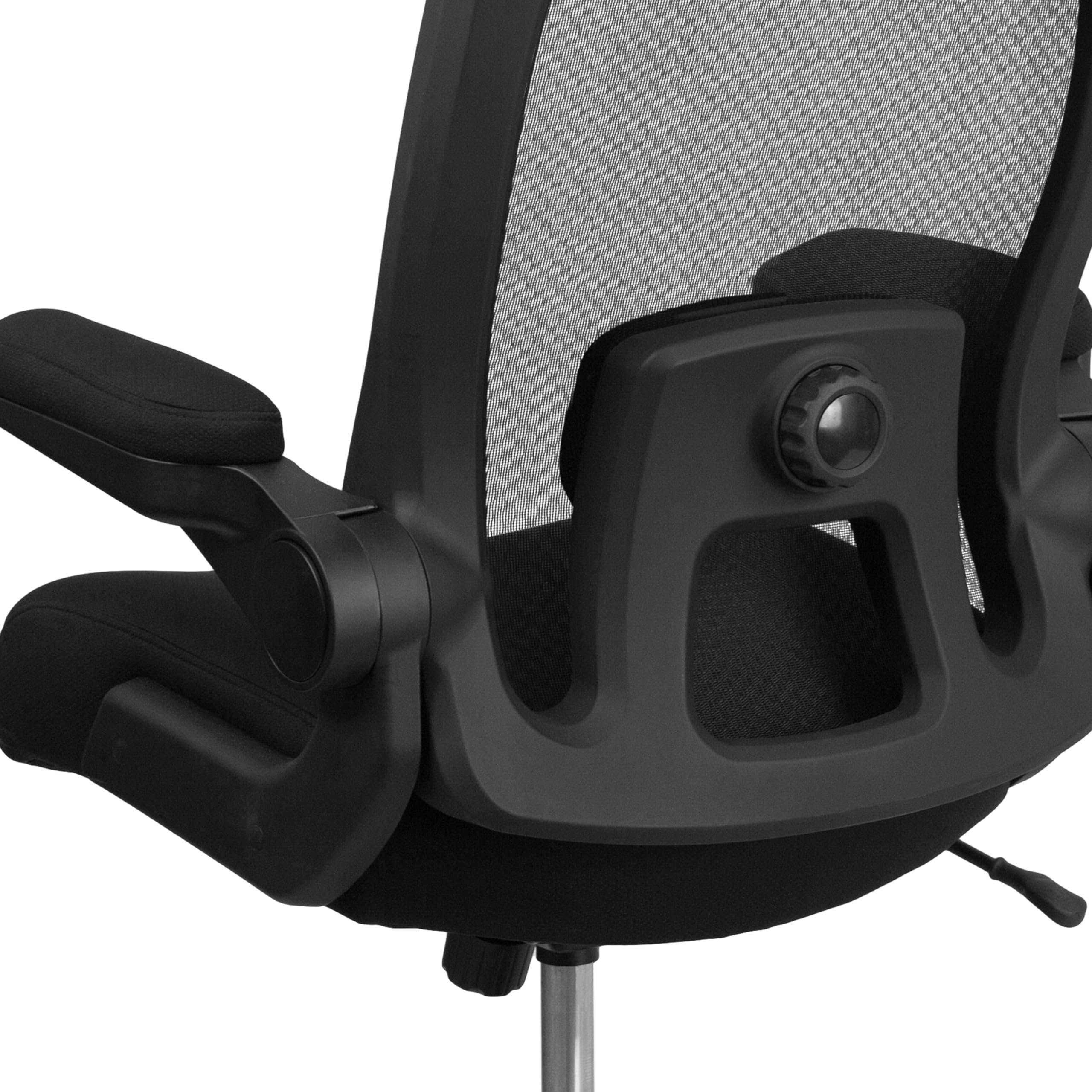 Flash Furniture Big & Tall Ergonomic Mesh Office & Gaming Chair with Lumbar Support, Adjustable Height & Flip-Up Armrests - Black - Perfect for Long Work Hours & Intense Gaming Sessions
