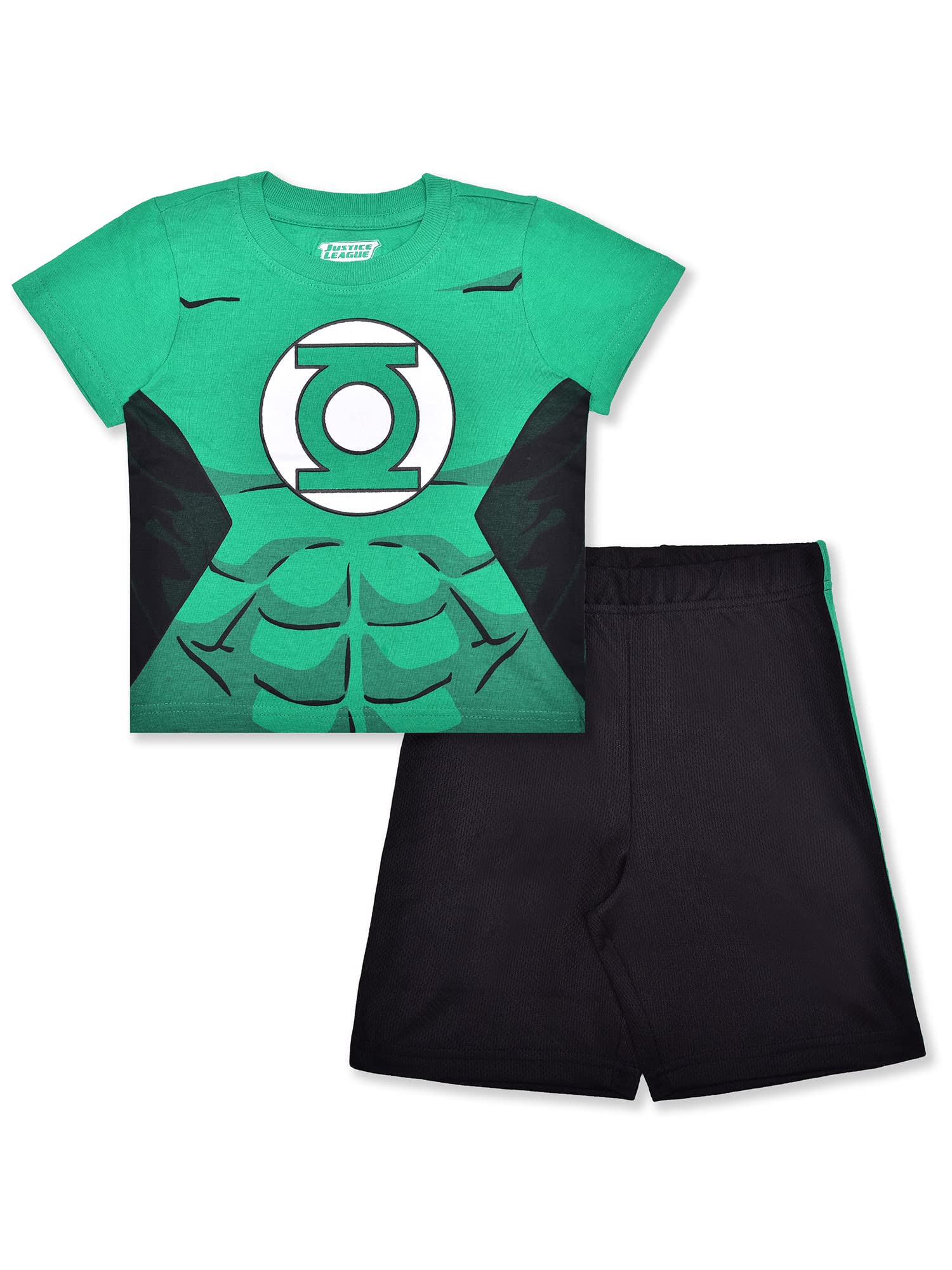 DC Comics Green Lantern Boys’ T-Shirt and Shorts Set for Toddler and Kids 2-6 Years - Green and Black Superhero Outfit for Playtime and Birthday Parties