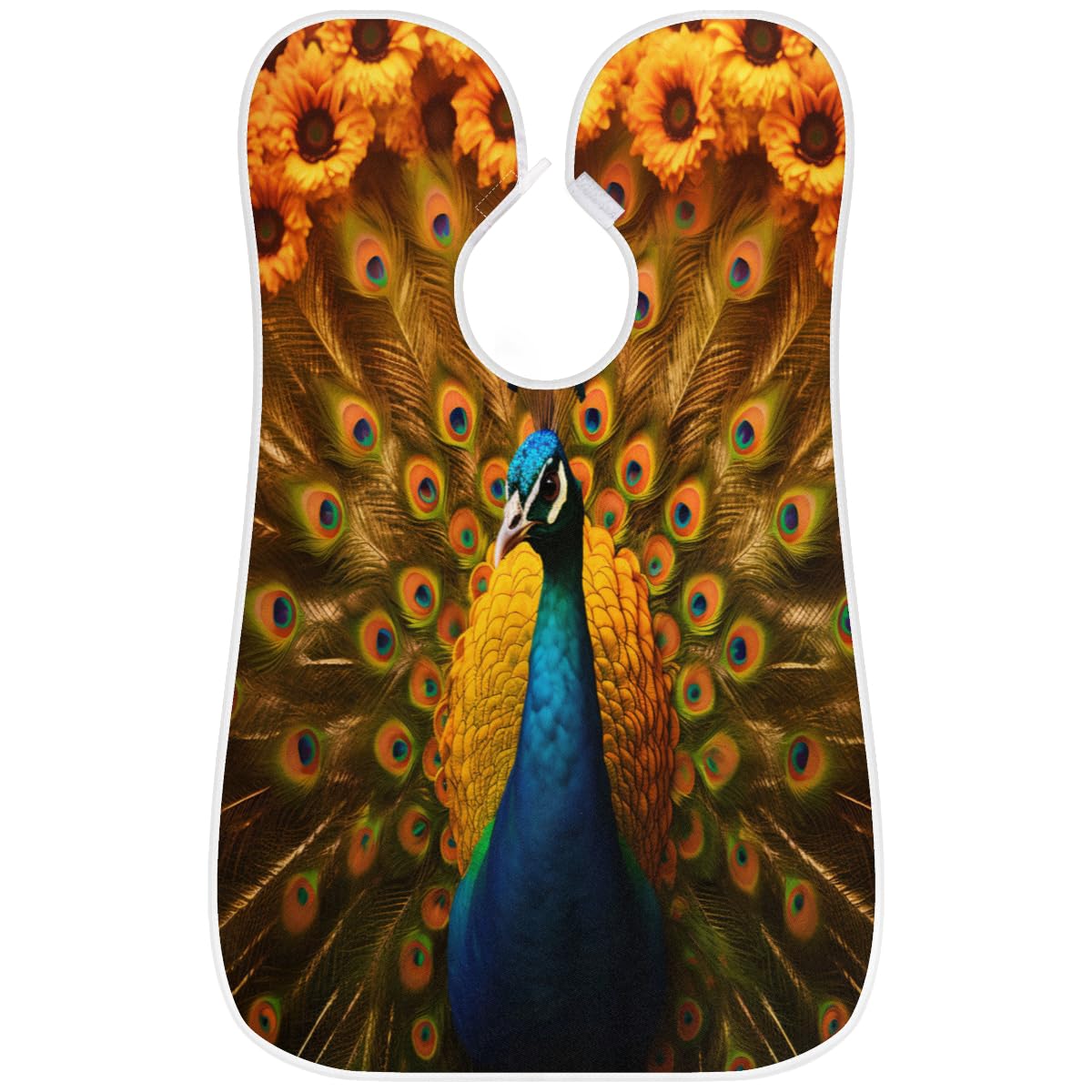 Peacock Print Beard Shaving Bib for Men - Waterproof Hair Dye Apron & Barber Cape for Haircut, Beard Trimming & Makeup - Sink Hair Catcher with Adjustable Neck Strap - Perfect Gift for Barbers & Stylists (Great for Home Grooming, Salon Use & DIY Hair Coloring)