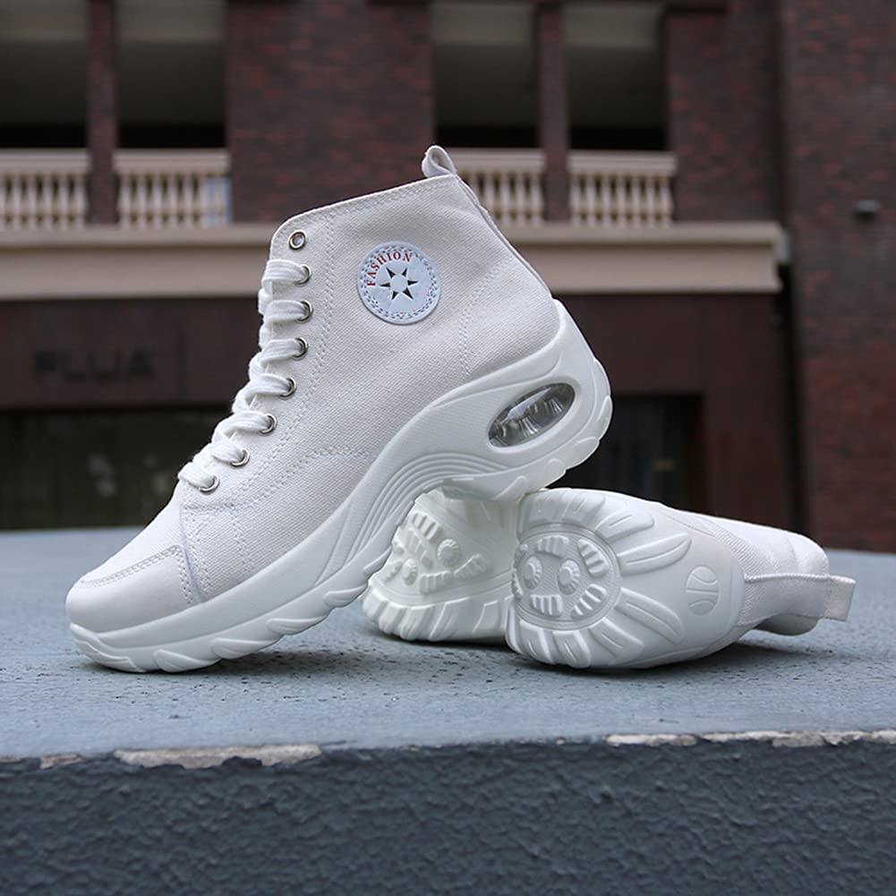 MAUGELY Women's High Top Platform Sneakers - Fashion Canvas Casual Shoes with Thick Sole for Walking, Running & Street Style Outfits | Perfect for Workout, Gym, Travel & Daily Wear