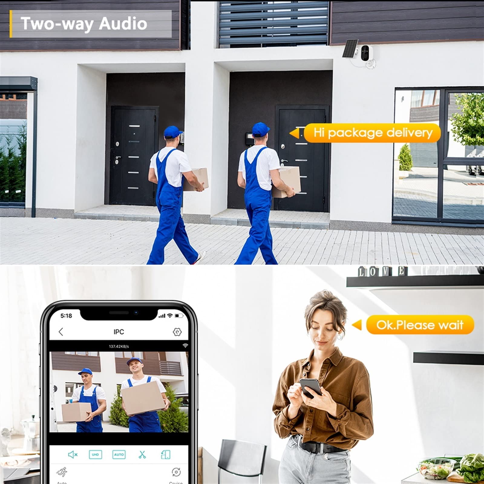 Outdoor Solar Security Camera with Night Vision, 6000mAh Rechargeable Battery & 32GB Card - IP66 Waterproof CCTV Surveillance Camera for Home, Business & Property Protection (Ideal for Driveway, Backyard & Garage Monitoring)