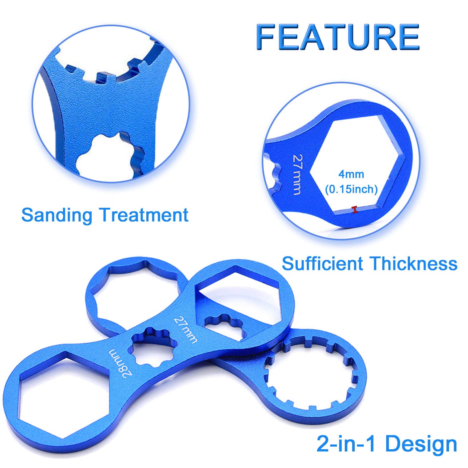 2Pcs Aluminum Alloy Bicycle Fork Cap Wrench - Professional Bike Suspension Tool for Suntour XCM XCR XCT RST EPIXON Fork Repair | Perfect for MTB Maintenance & DIY Bike Upgrades