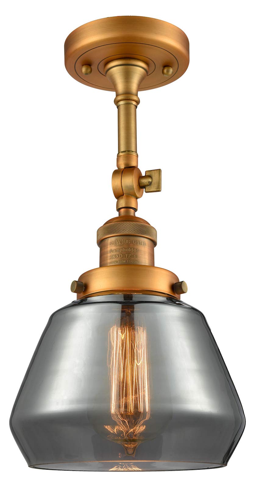 Vintage Dimmable LED Semi-Flush Mount Ceiling Light - Brushed Brass Finish - Perfect for Bedroom, Living Room & Dining Room Lighting