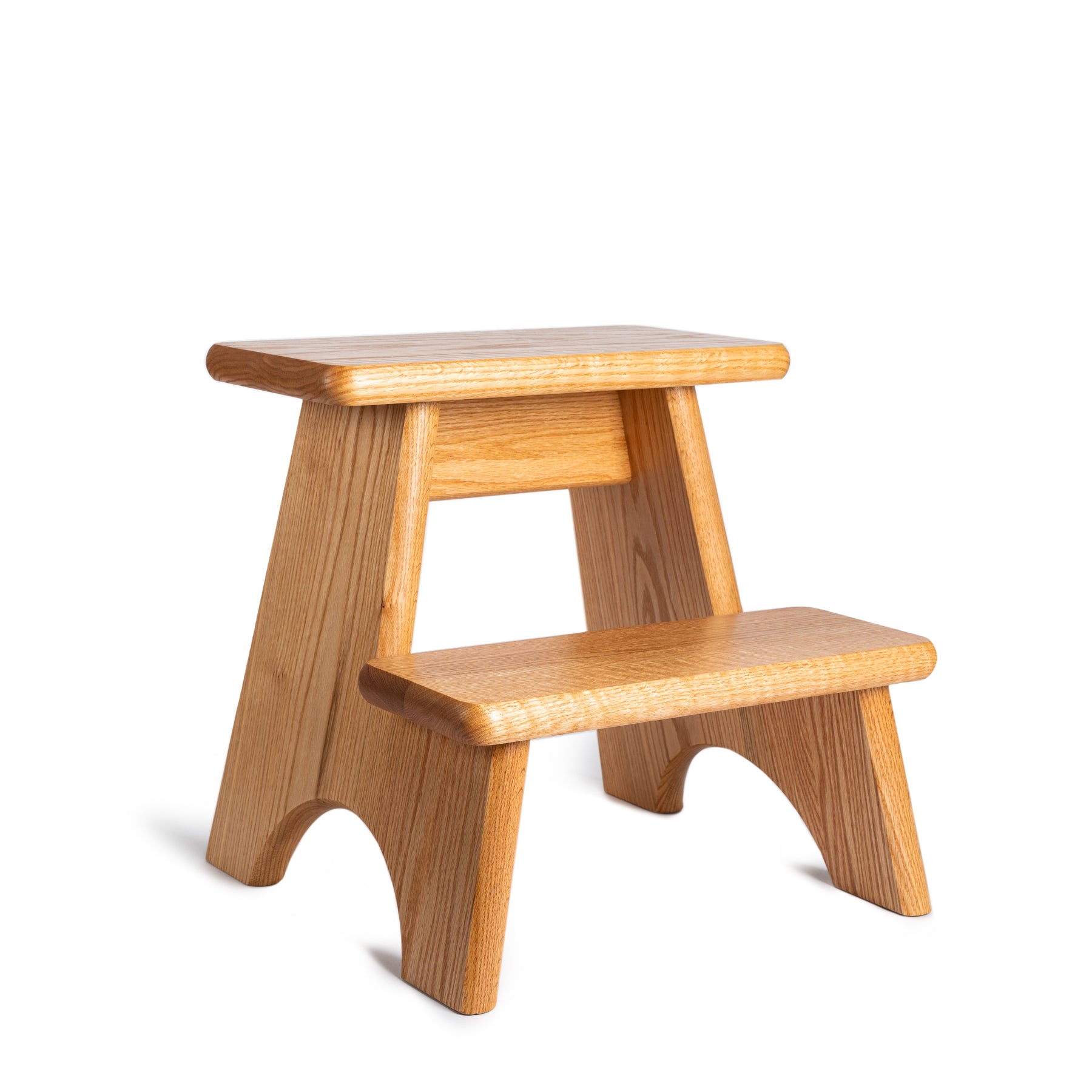 Premium Oak Step Stool - Sturdy 2-Step Ladder for Kitchen, Bathroom & Home - Non-Slip Safety Footrest for Kids & Adults - Natural Wood Stool for Reaching High Shelves