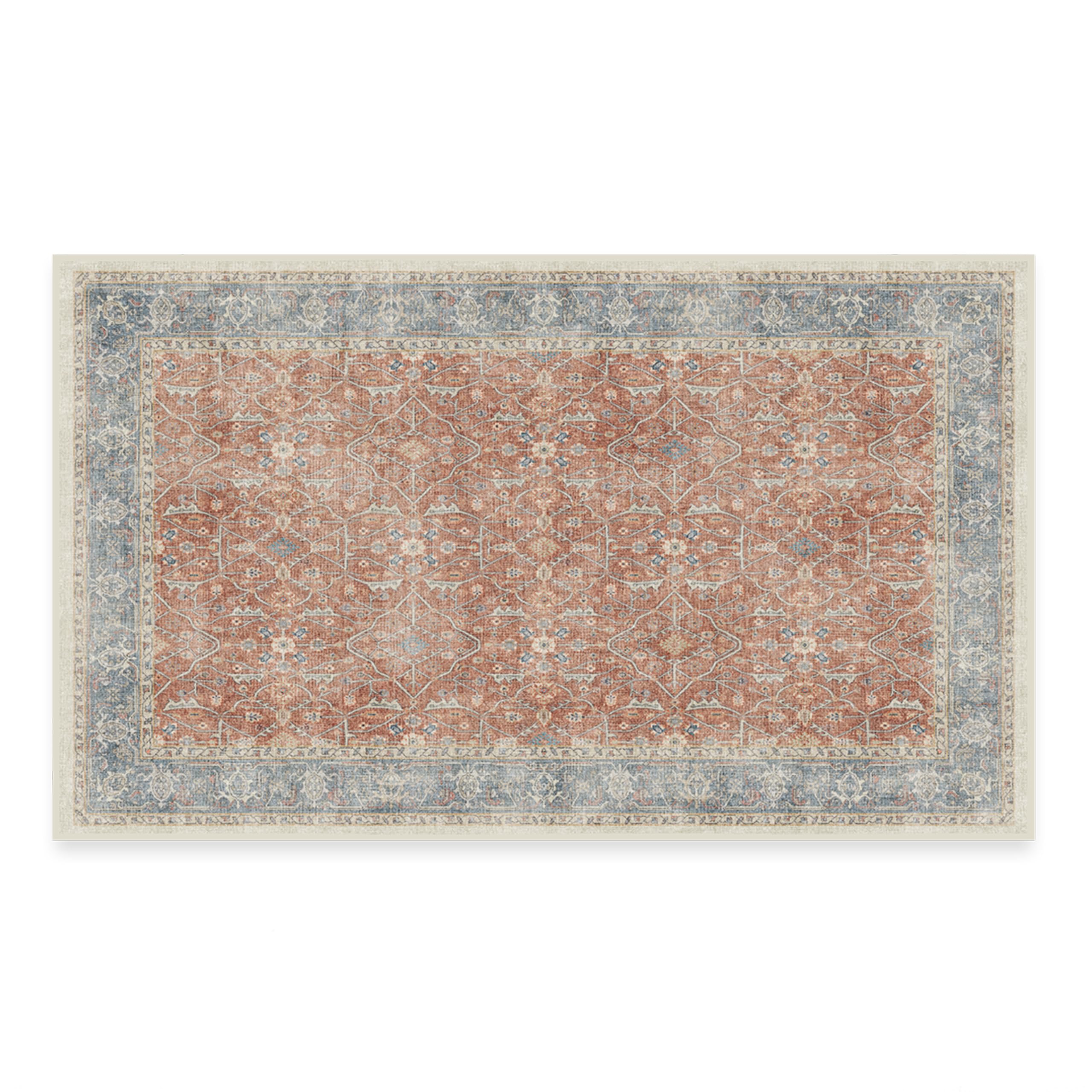 Washable 3x5 Area Rug by RUGGABLE - Celestine Coral, Non-Slip Premium Rug for Living Room, Bedroom, Kitchen, Office & Classroom | Perfect for High-Traffic Areas & Pet-Friendly Homes