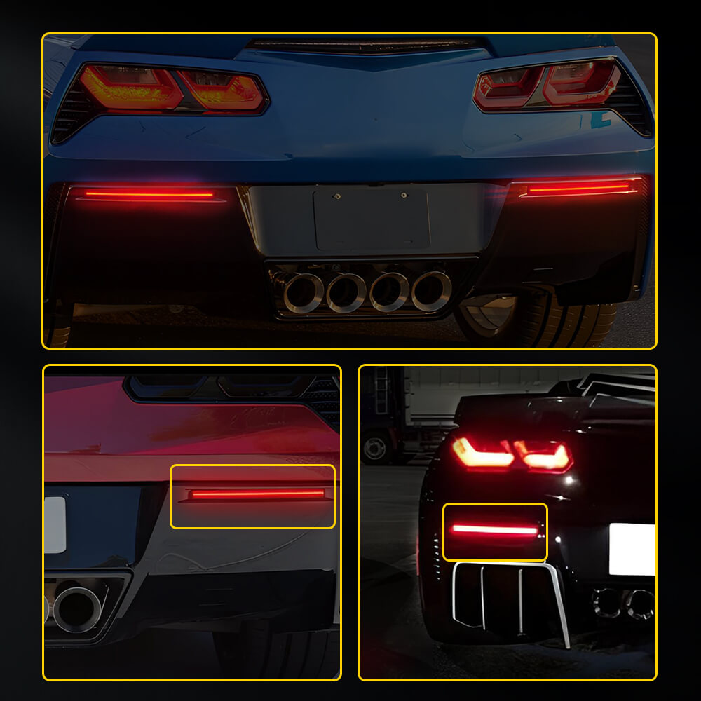 2014-2019 Chevrolet Corvette C7 Smoked Lens Red LED Rear Bumper Reflector Lights - Upgrade Your Corvette's Style & Safety for Night Driving