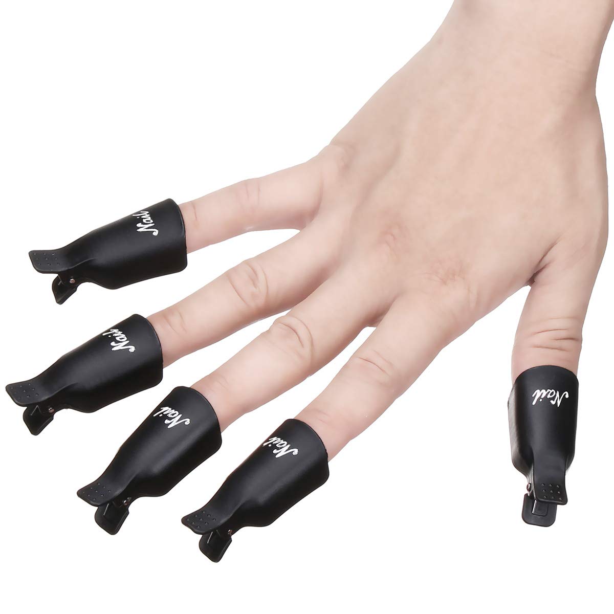20 PCS Black Nail Polish Remover Clips for Gel & Acrylic Nails - Reusable Finger & Toenail Soak Off Caps for Professional Nail Art Removal at Home or Salon