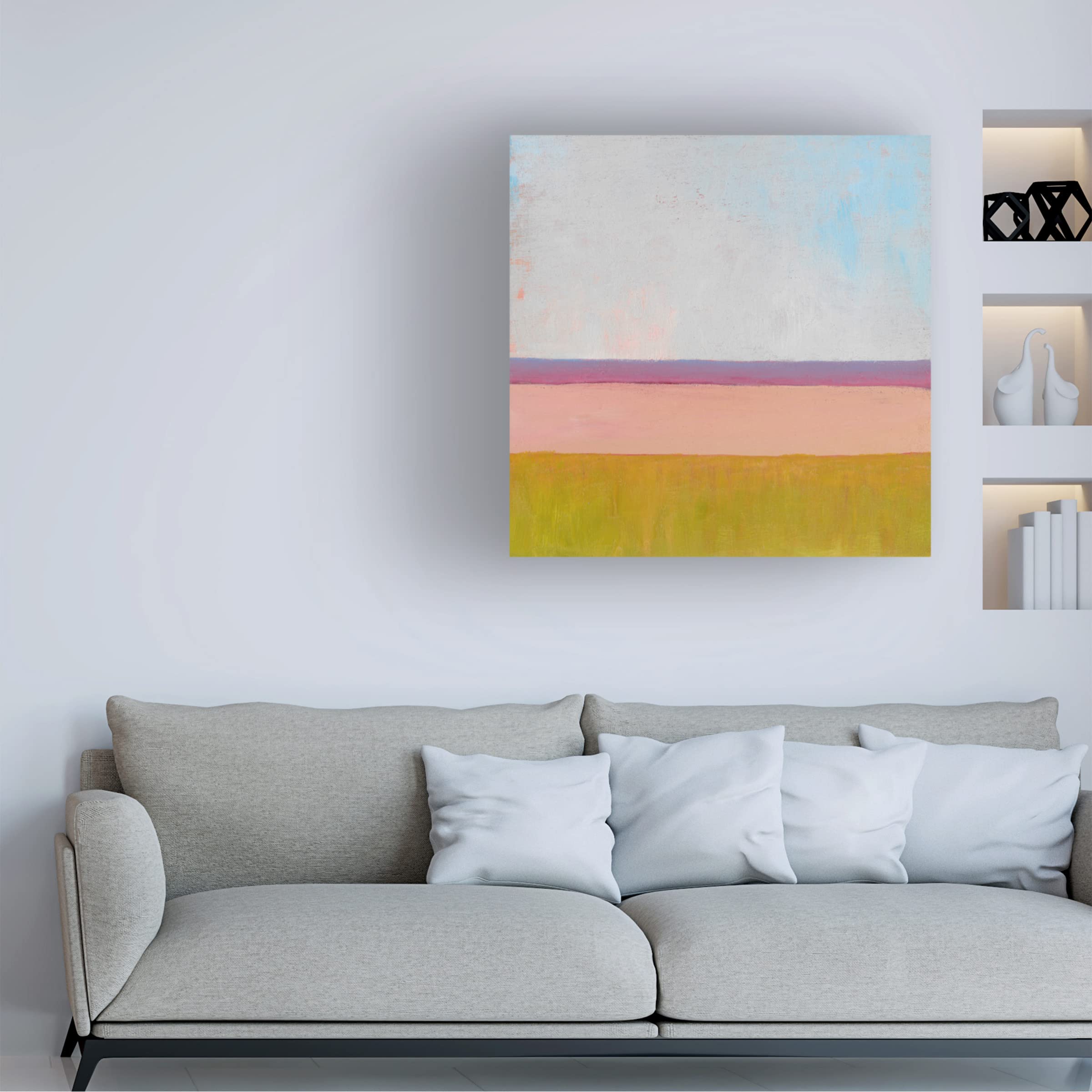 Trademark Fine Art 'Beyond the Fields I' Canvas Wall Art by Carol Young - Stunning Landscape Painting for Living Room, Bedroom & Office Decor