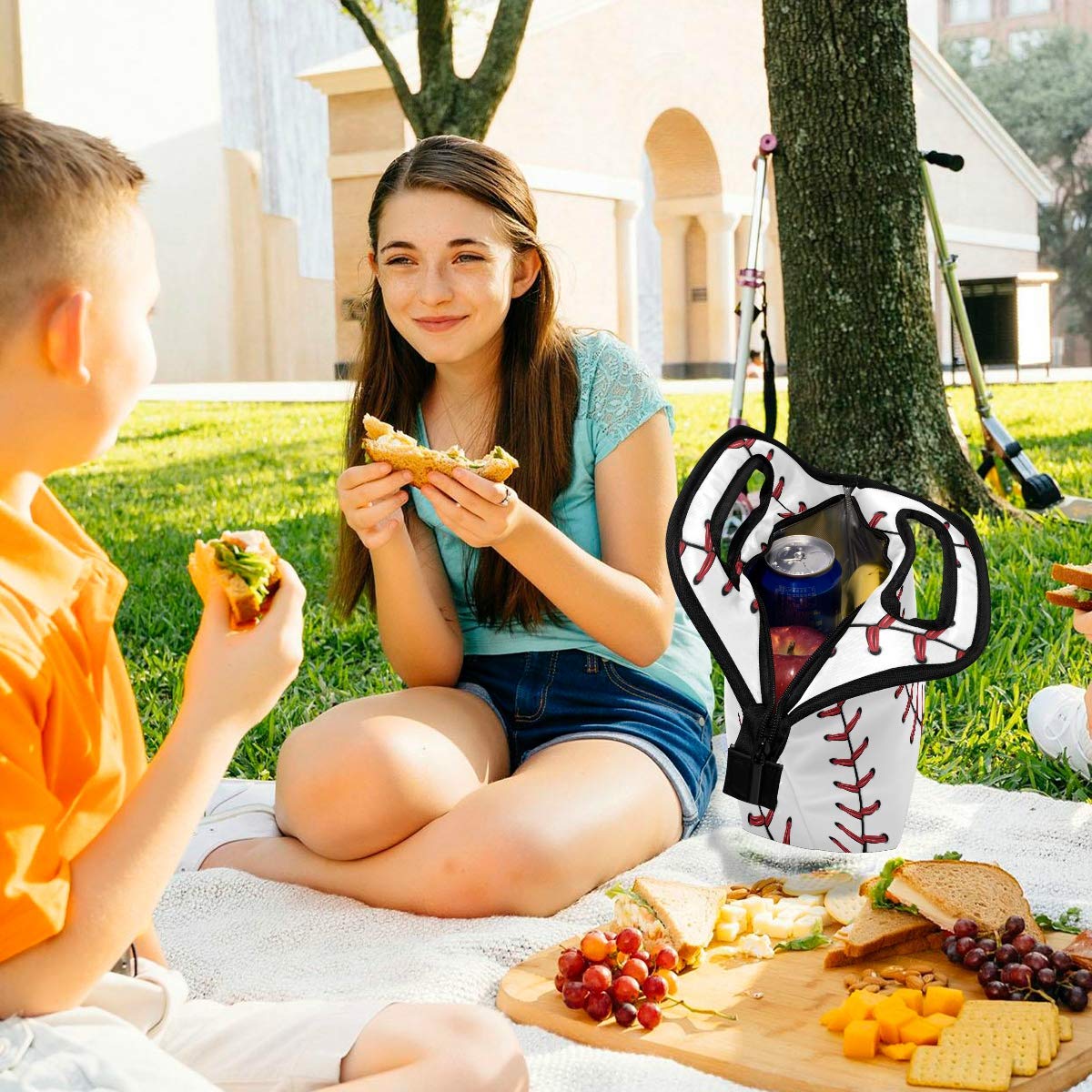 Insulated Baseball Softball Lunch Bag with Zipper - Portable Cooler Tote for Adults & Teens - Perfect for Sports, Picnics & Meal Prep - Men & Women's Thermal Lunch Box Handbag