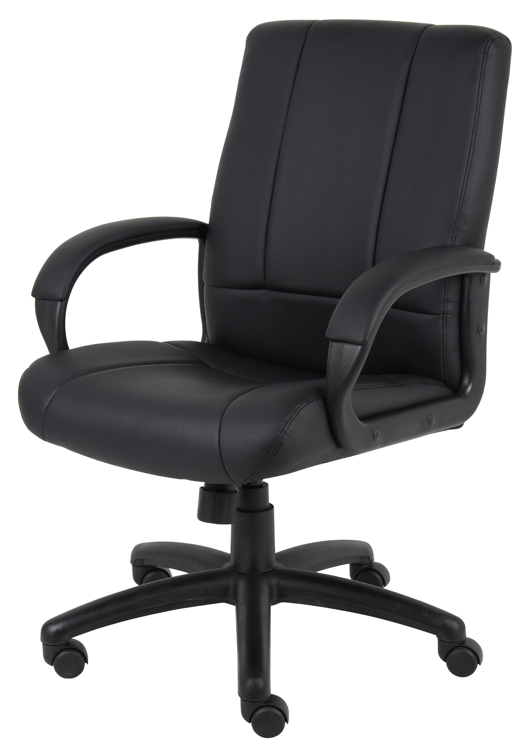 Boss Office Products Caressoft Executive Mid Back Chair - Ergonomic Office Chair in Black for Home & Business Workspaces