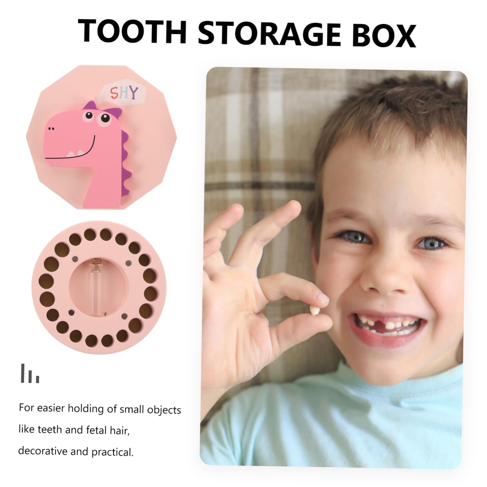 Dinosaur Tooth Keepsake Box - Wooden Baby Tooth Storage for Boys & Girls - First Tooth Fairy Gift Box - Perfect for Baby Showers, Birthdays & Keepsake Memories