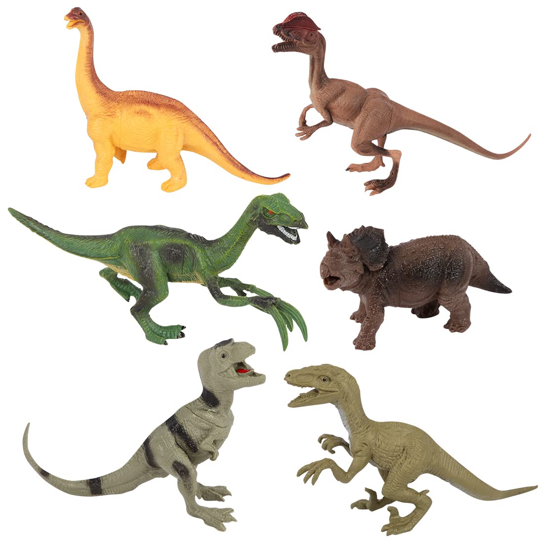 REALYUCAN 6Pcs 3-4 Inch Realistic Dinosaur Toy Figures for Kids - Mini Plastic Dinosaur Cake Topper Set for Birthday Parties, Classroom Rewards & Pretend Play