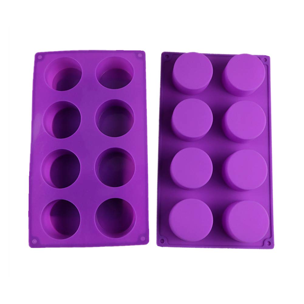 8-Cavity Round Silicone Baking Mold for Soap Making, Cake Decorating, Cupcakes, Brownies & More - Non-Stick & Heat Resistant (2 Pack) - Perfect for DIY Crafts, Home Baking & Party Desserts