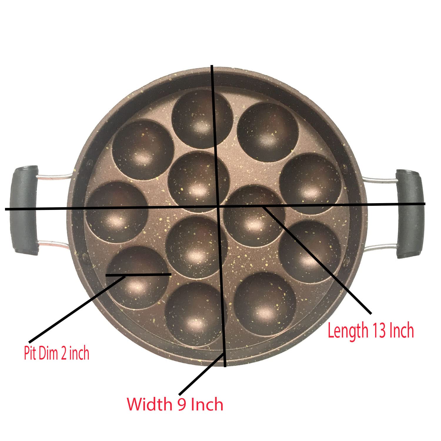 Non-Stick Appam Pan Maker with Glass Lid - 2 Side Handles for Easy Use - Paniyaram Pan Gas Stove Compatible - Perfect for Making Appam, Paniyaram & Indian Breakfast Dishes - Ideal for Home Cooking & Traditional South Indian Recipes