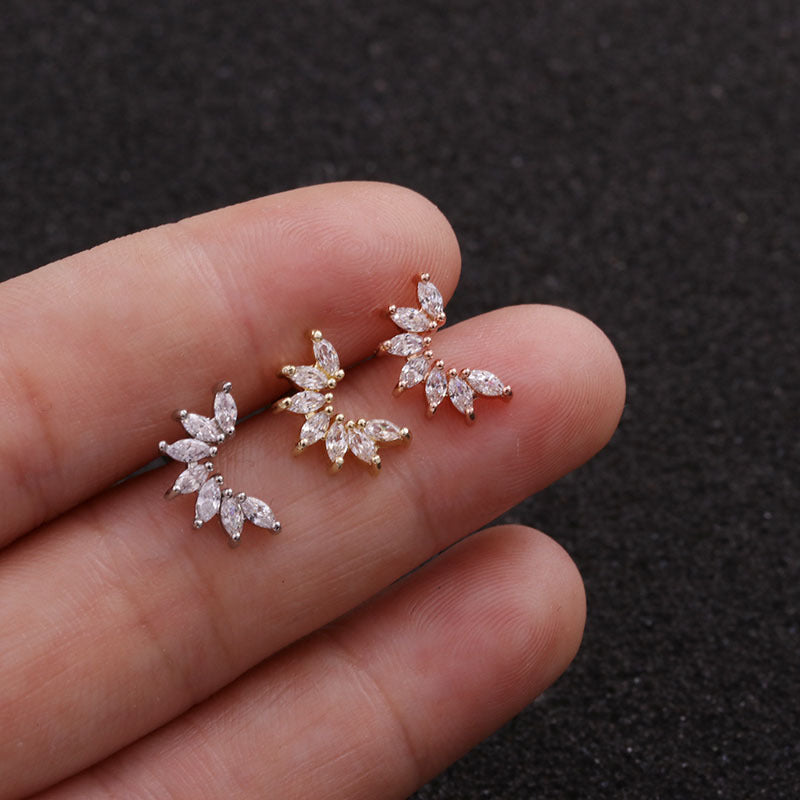 20G Rose Gold Cartilage Leaf Stud Earrings for Women | HSPJ19100 | Dainty & Elegant Jewelry for Everyday Wear, Parties & Gifts