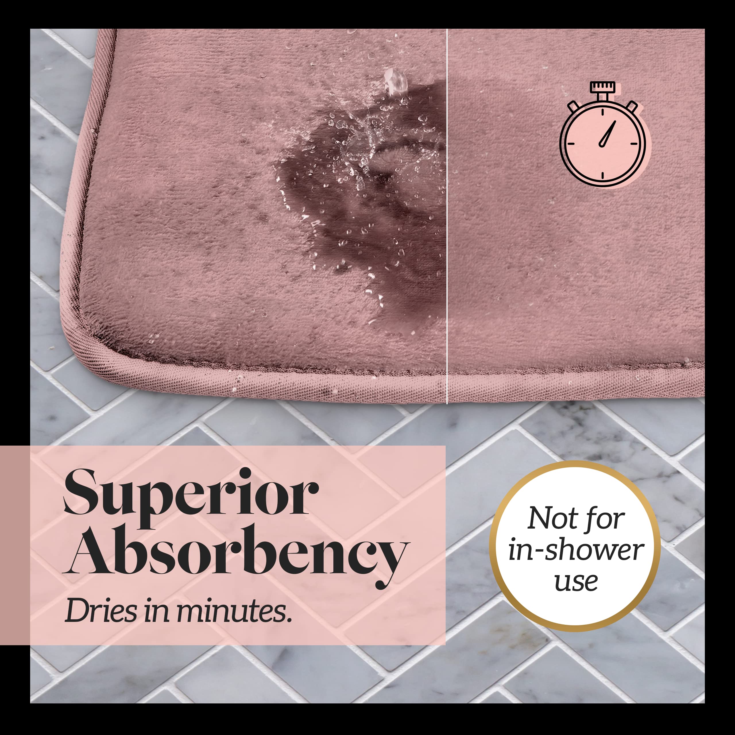 Genteele Memory Foam Bath Mat - Super Absorbent Non-Slip Velvet Bathroom Rug (22