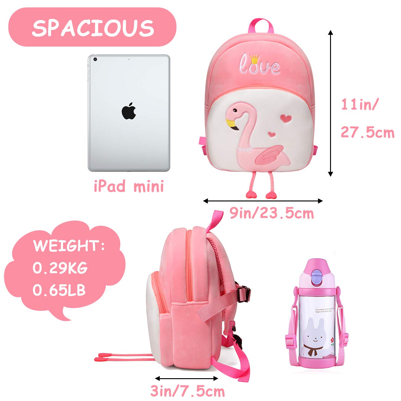VASCHY Cute Flamingo Toddler Backpack for Girls - Daycare & Travel