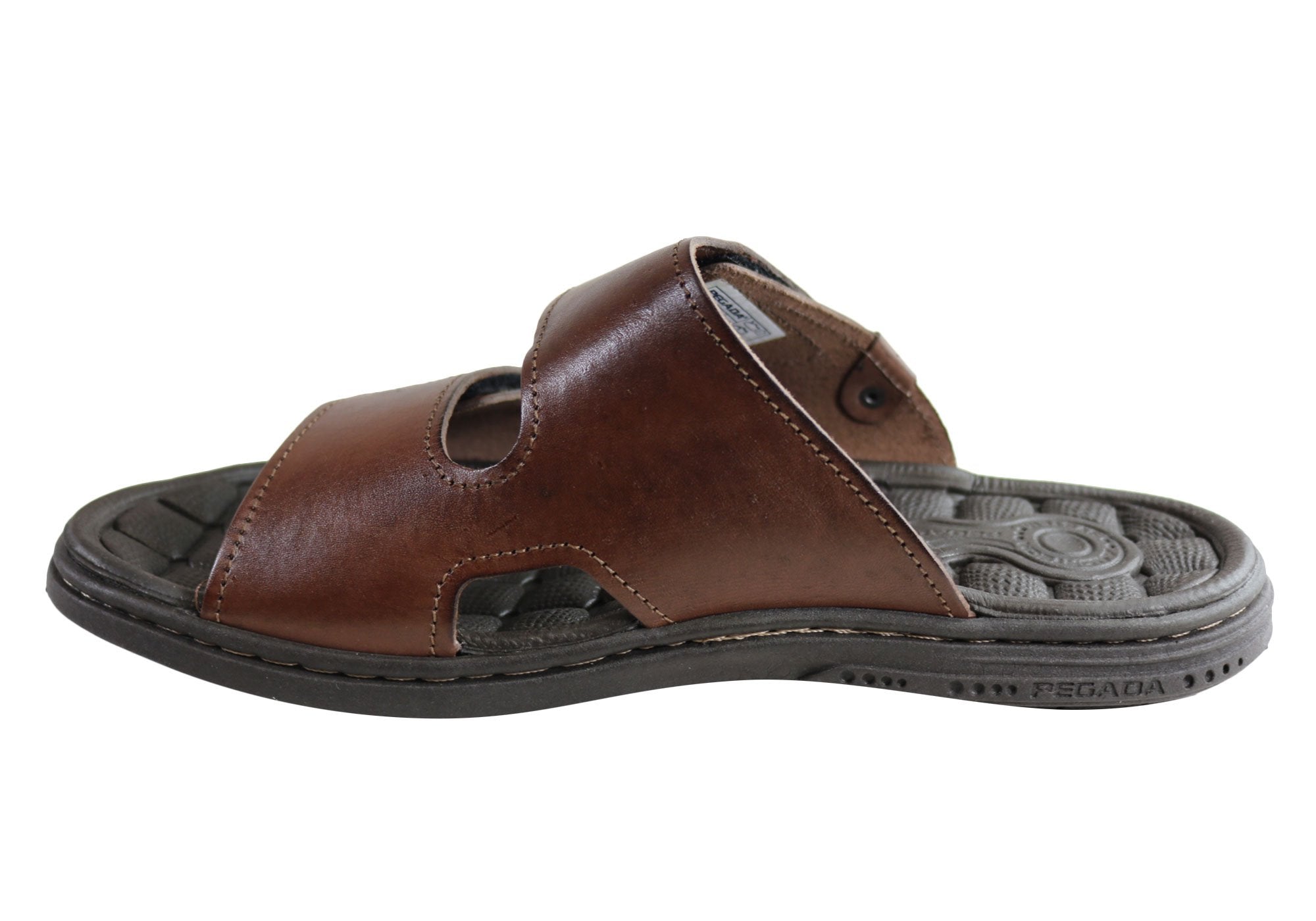 Pegada Fletcher Men's Cushioned Leather Slide Sandals - Comfortable Brazilian-Made Slippers for Summer, Beach, and Casual Wear