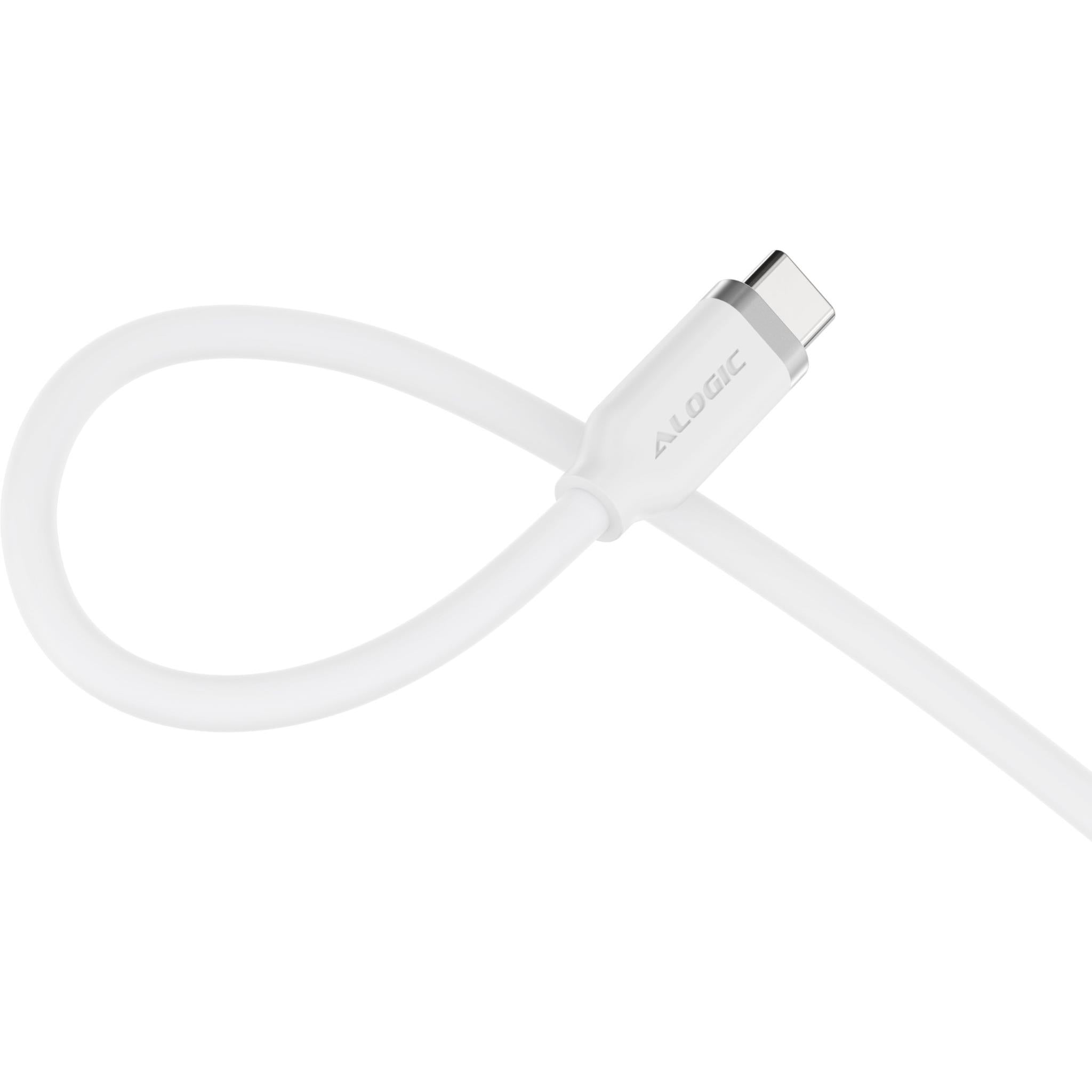 ALOGIC Elements 240W USB C Cable 2m Fast Charging Braided Cord for MacBook Pro/Air, iPhone 15/14, iPad, Samsung Galaxy - Durable White Silicone Charger for Home, Office & Travel