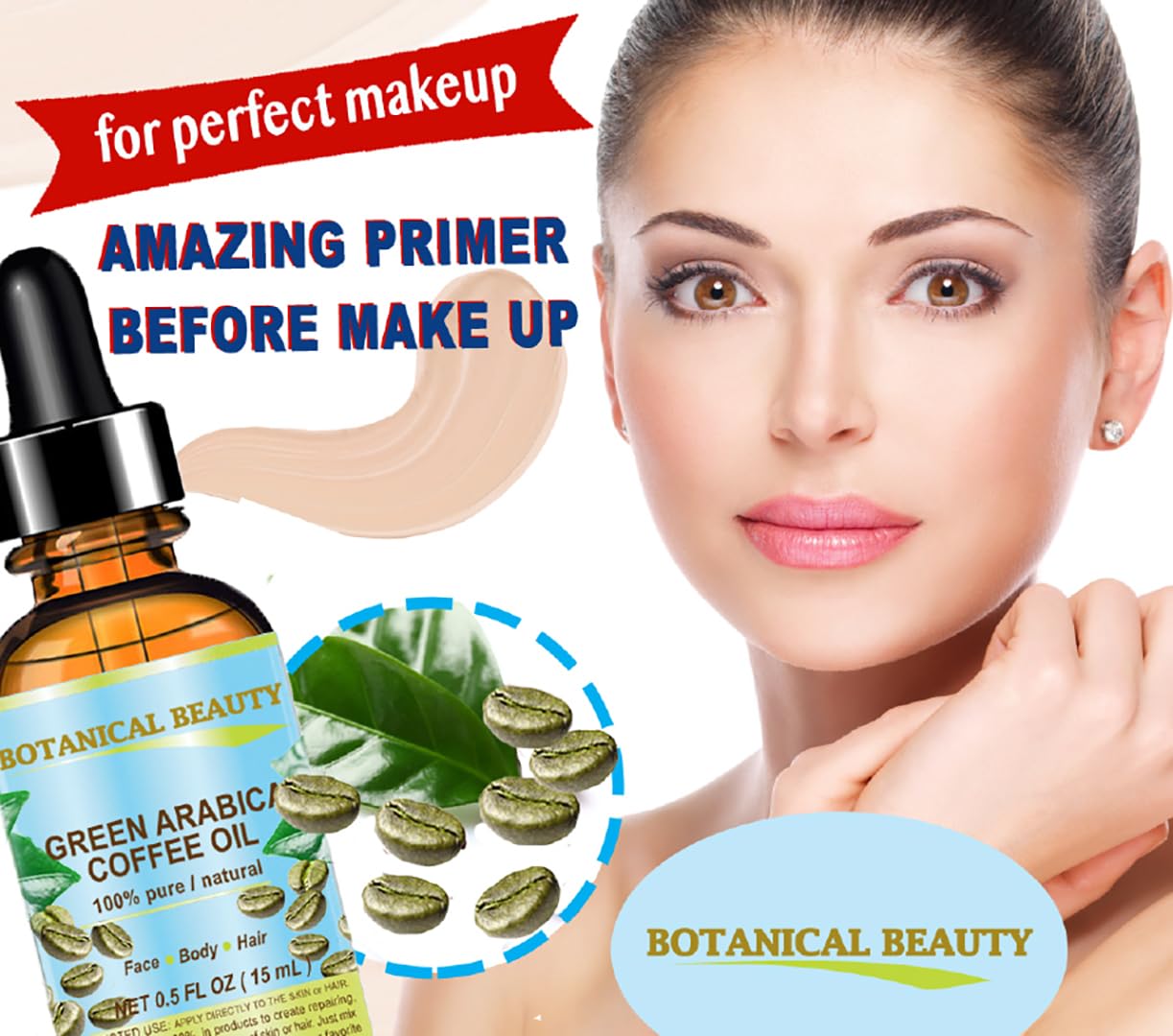 100% Pure Virgin Unrefined Brazilian Green Arabica Coffee Oil - 1 Fl.oz (30ml) for Face, Skin, Hair, Lip & Nails - Natural Anti-Aging Treatment - Perfect for Daily Skincare & Haircare Routine