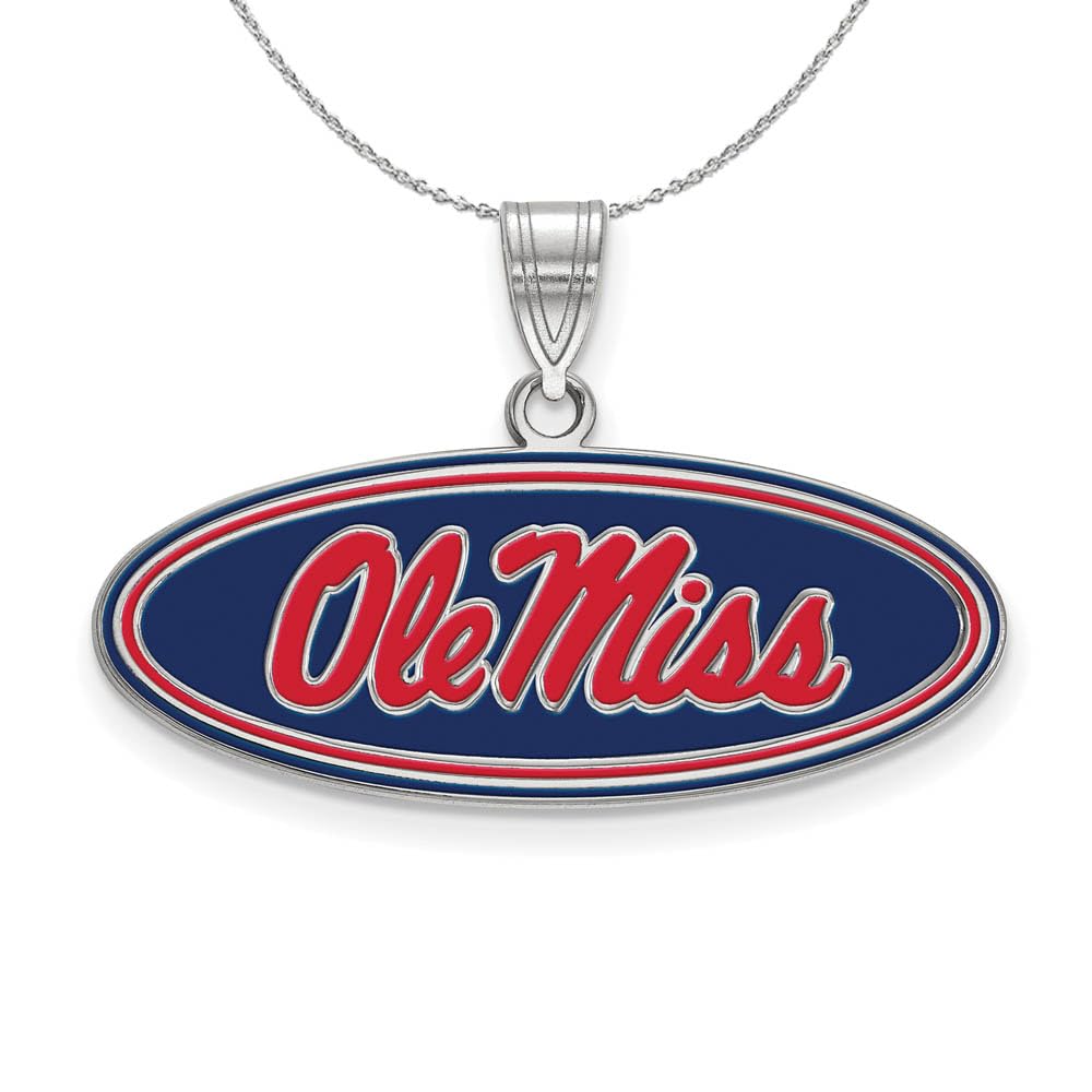 Sterling Silver University of Mississippi Black Bow Enamel Pendant Necklace – Perfect for Game Days, Graduation Gifts & Ole Miss Alumni Pride