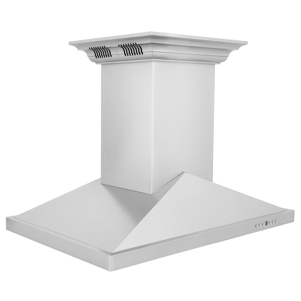 ZLINE GL1iCRN BT Stainless Steel Ducted Vent Island Mount Range Hood with Built-in CrownSound Bluetooth Speakers - Professional Kitchen Ventilation for Home Chefs & Entertaining