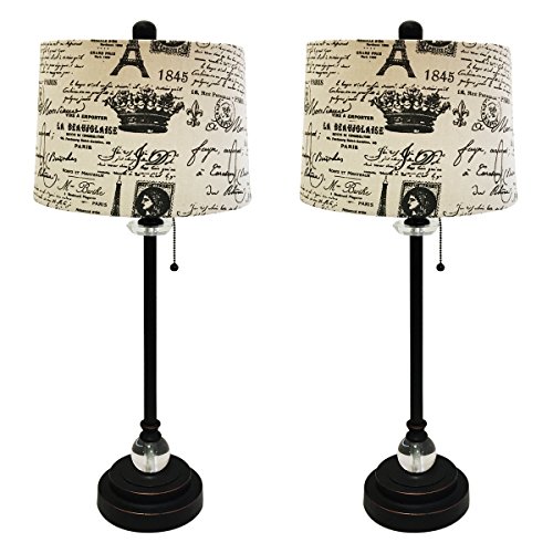 Black French Print Shade - 2 Pack