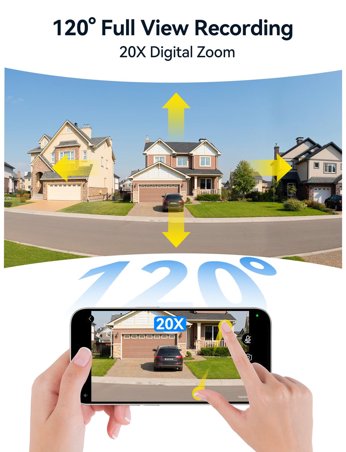 FOSCAM 4K 8MP Wireless Outdoor Security Camera with 5GHz/2.4GHz WiFi, 120° Wide View, 20x Zoom, AI Human/Vehicle Detection, 66ft Color Night Vision & IP66 Weatherproof - Ideal for Home Security, Backyard Monitoring, and Business Surveillance