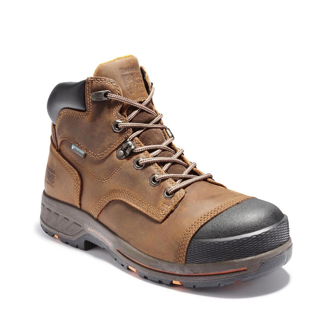 Helix HD 6 Inch Composite Toe Waterproof Work Boots for Men - Brown Safety Shoes for Construction, Hiking & Outdoor Work - ASTM F2413 Certified