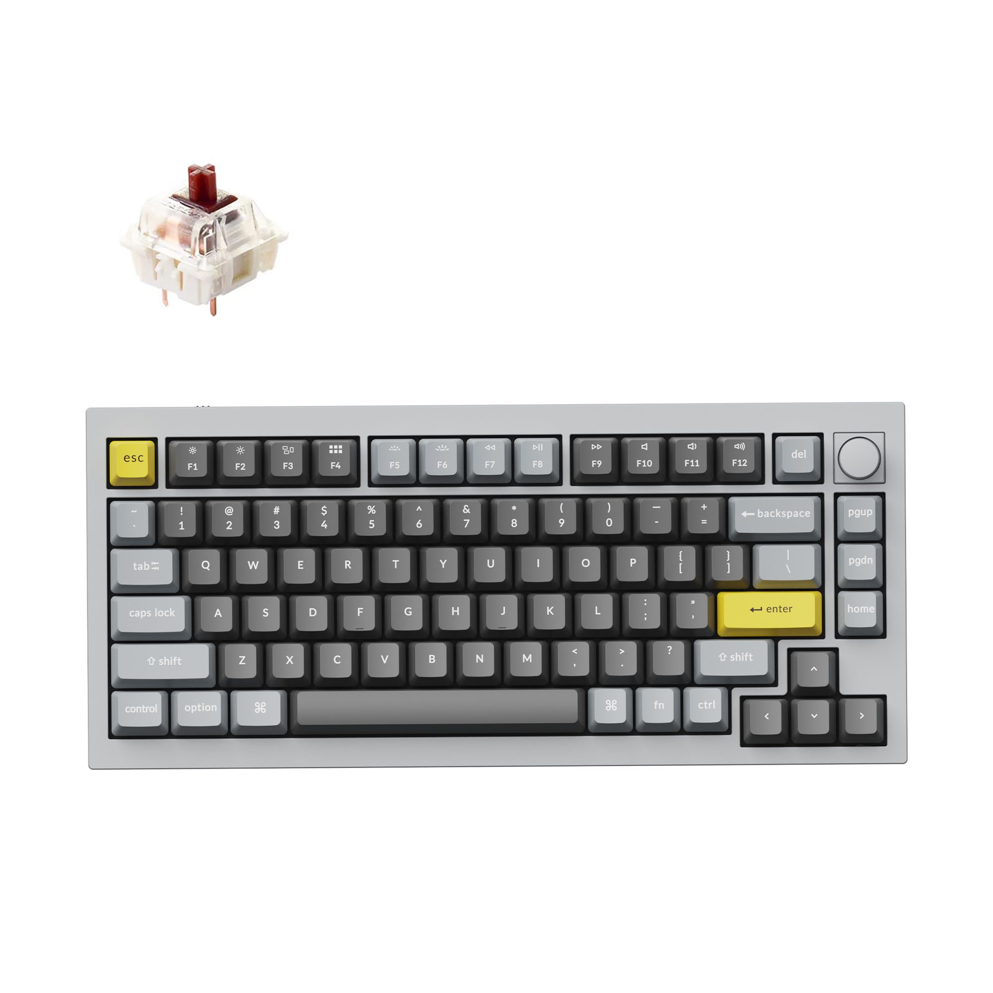 Keychron Q1 RGB Wired Custom Mechanical Keyboard with Knob - 75% Layout, QMK/VIA Programmable, Hot-Swappable Gateron G Pro Brown Switches, Double Gasket Design for Mac/Windows/Linux (Grey) | Perfect for Gaming, Coding & Office Work