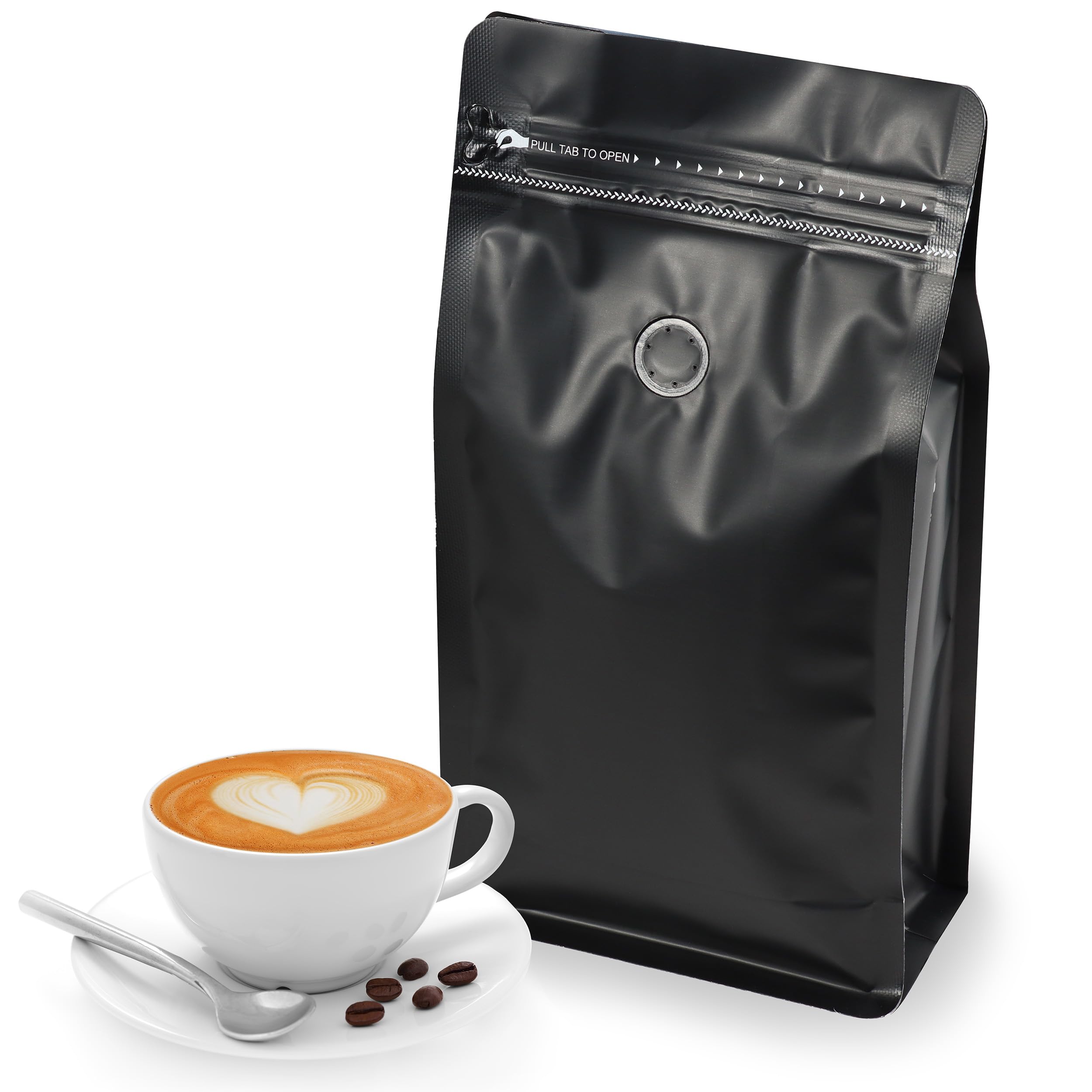 7Penn Resealable Coffee Bags 16oz (50 Pack) - Airtight Zipper Pouch with One-Way Valve for Fresh Coffee Storage | Ideal for Coffee Beans, Ground Coffee, Tea Leaves, Herbs & Candy | Perfect for Home Brewing, Coffee Shops & Bulk Food Packaging
