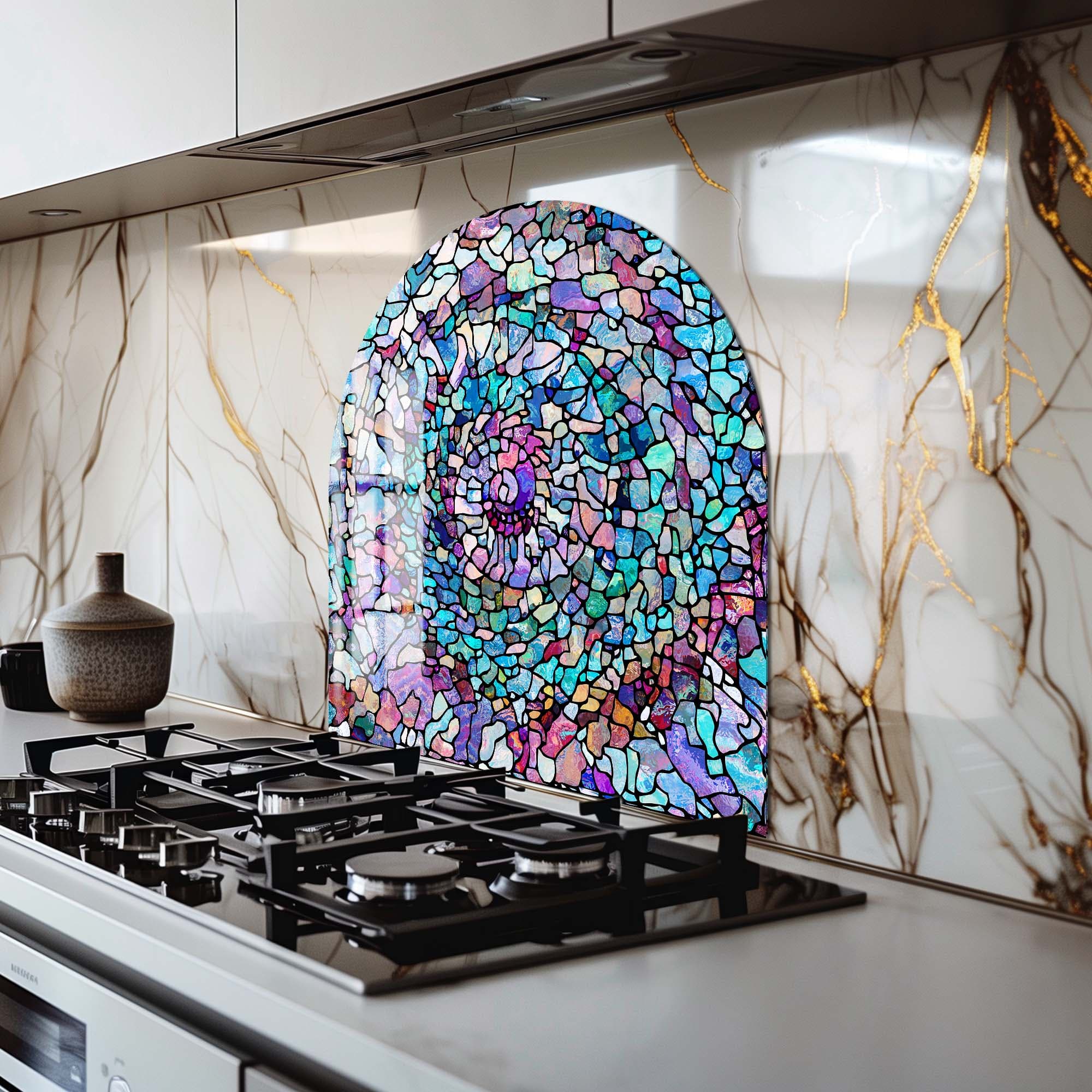 Ocean Mosaic Glass Splashback - Waterproof Kitchen Backsplash Tile for Stove & Sink Area - Easy to Clean & Heat Resistant - Perfect for Modern Home & Restaurant Decor