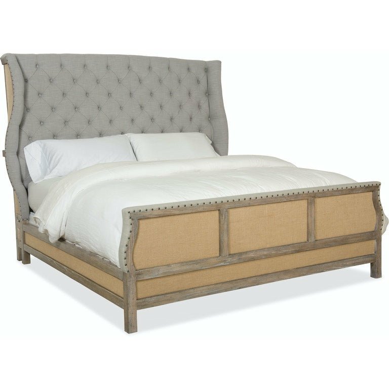 Boheme Bon Vivant Deconstructed Upholstered King Size Bed Frame - Luxury Bedroom Furniture for Master Suite & Guest Room Decor