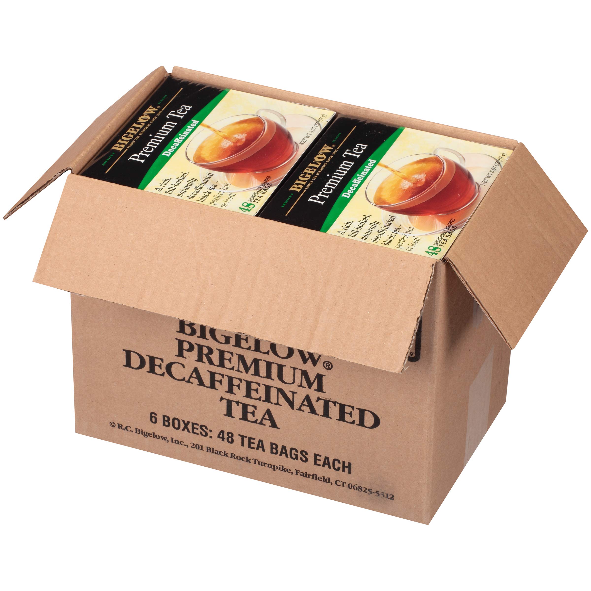 Bigelow Premium Decaffeinated Black Tea - 48 Count (Pack of 6) | 288 Individually Wrapped Tea Bags | Caffeine-Free | Perfect for Evening Relaxation, Office Breaks & Hospitality Services