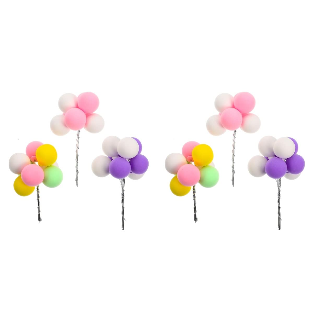 6 Pcs Balloon Clusters - Colorful Cupcake Toppers & Cake Decorations for Birthday Parties, Baby Showers & Wedding Celebrations