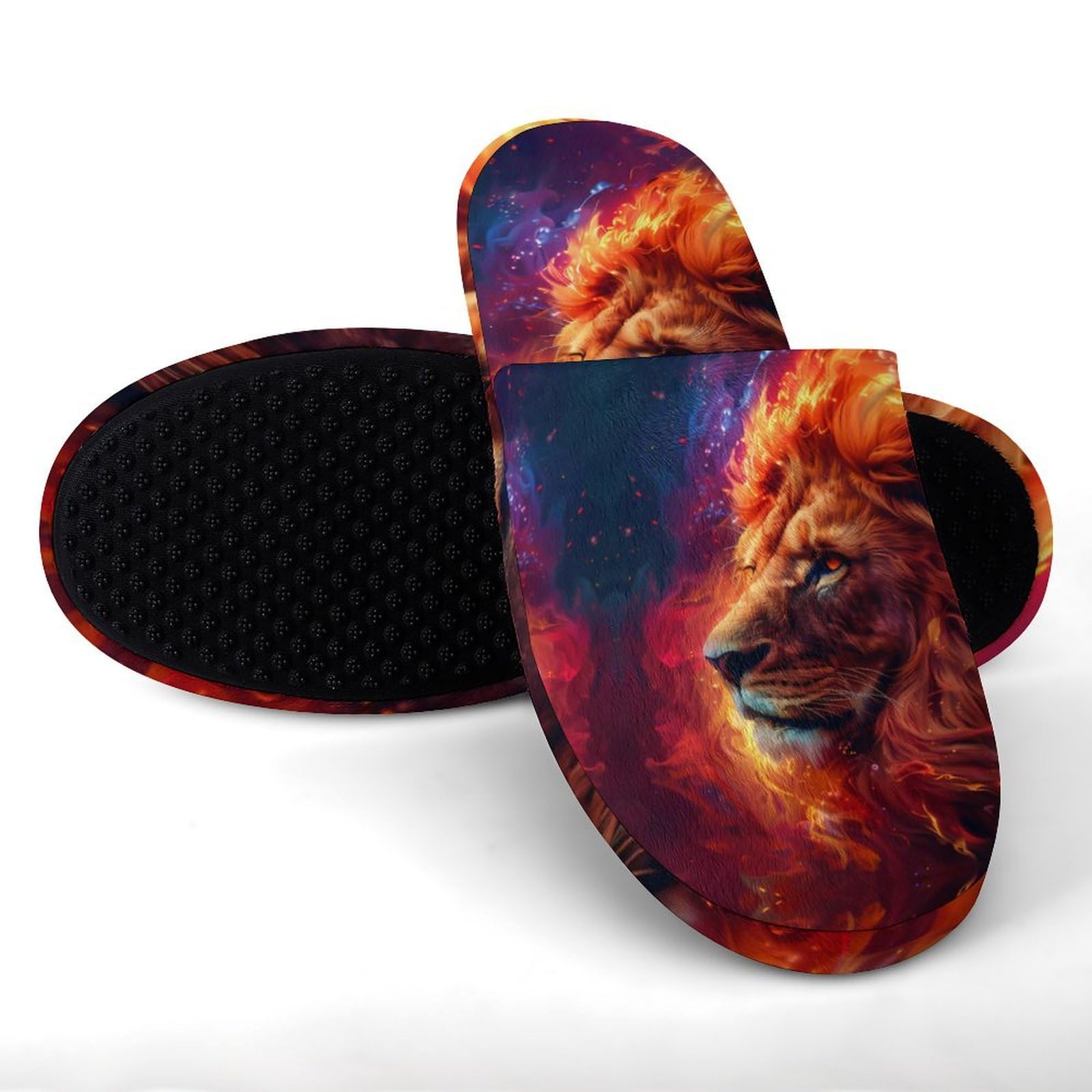 Fire Lion Men's Cotton Slippers - Soft & Warm House Shoes for Indoor/Outdoor Use - Perfect for Bedroom, Lounge & Backyard Comfort