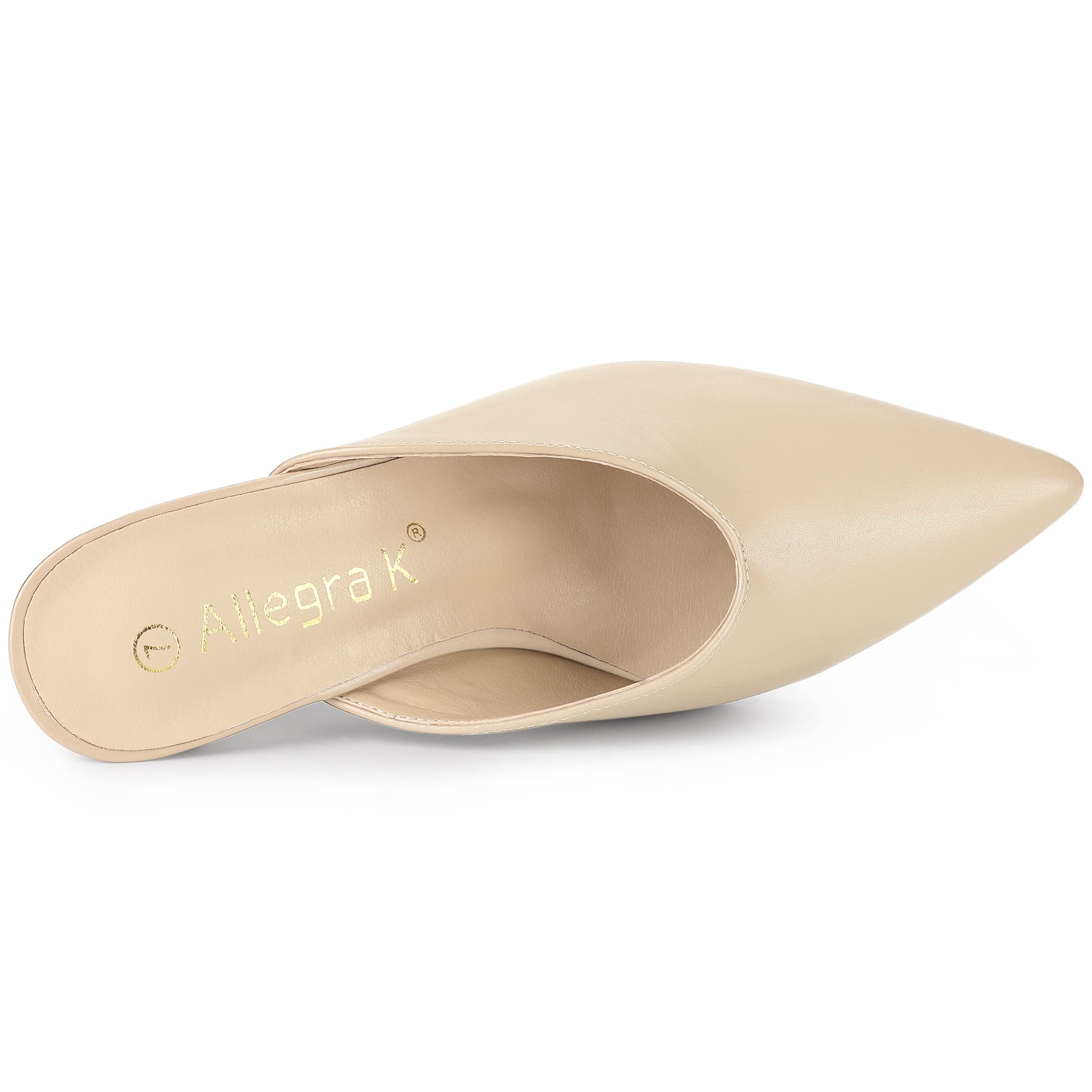 Allegra K Women's Pointed Toe Chunky Heel Slide Mules - Comfortable Dressy Sandals for Office, Party & Summer Outfits