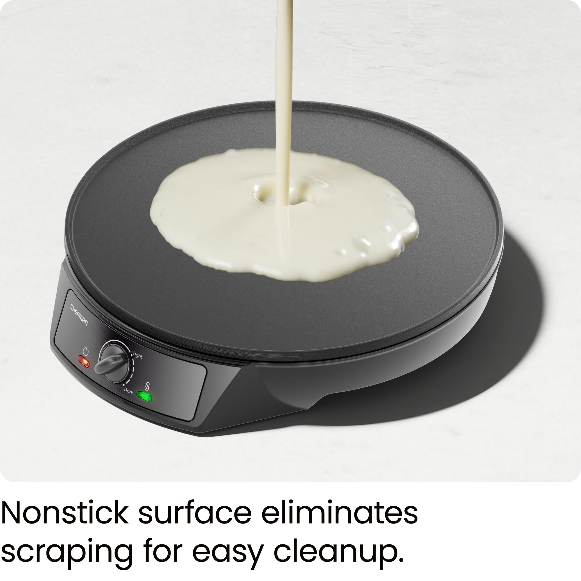 CHEFMAN Electric Crepe Maker with Temperature Control - 12 Inch Nonstick Griddle for Crepes, Pancakes, Waffles, Eggs & Bacon - Includes Batter Spreader & Spatula - Perfect for Breakfast, Brunch & Dessert Making - Black