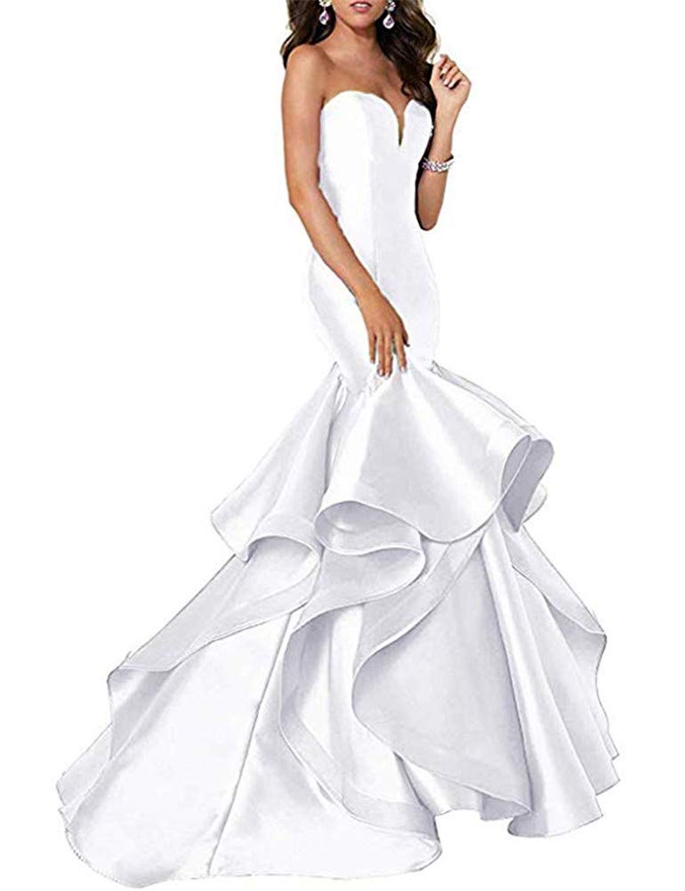 AI Maria Women's Mermaid Prom Evening Party Dresses - Elegant Tiered Formal Gown for Homecoming, Wedding Guest & Special Occasions