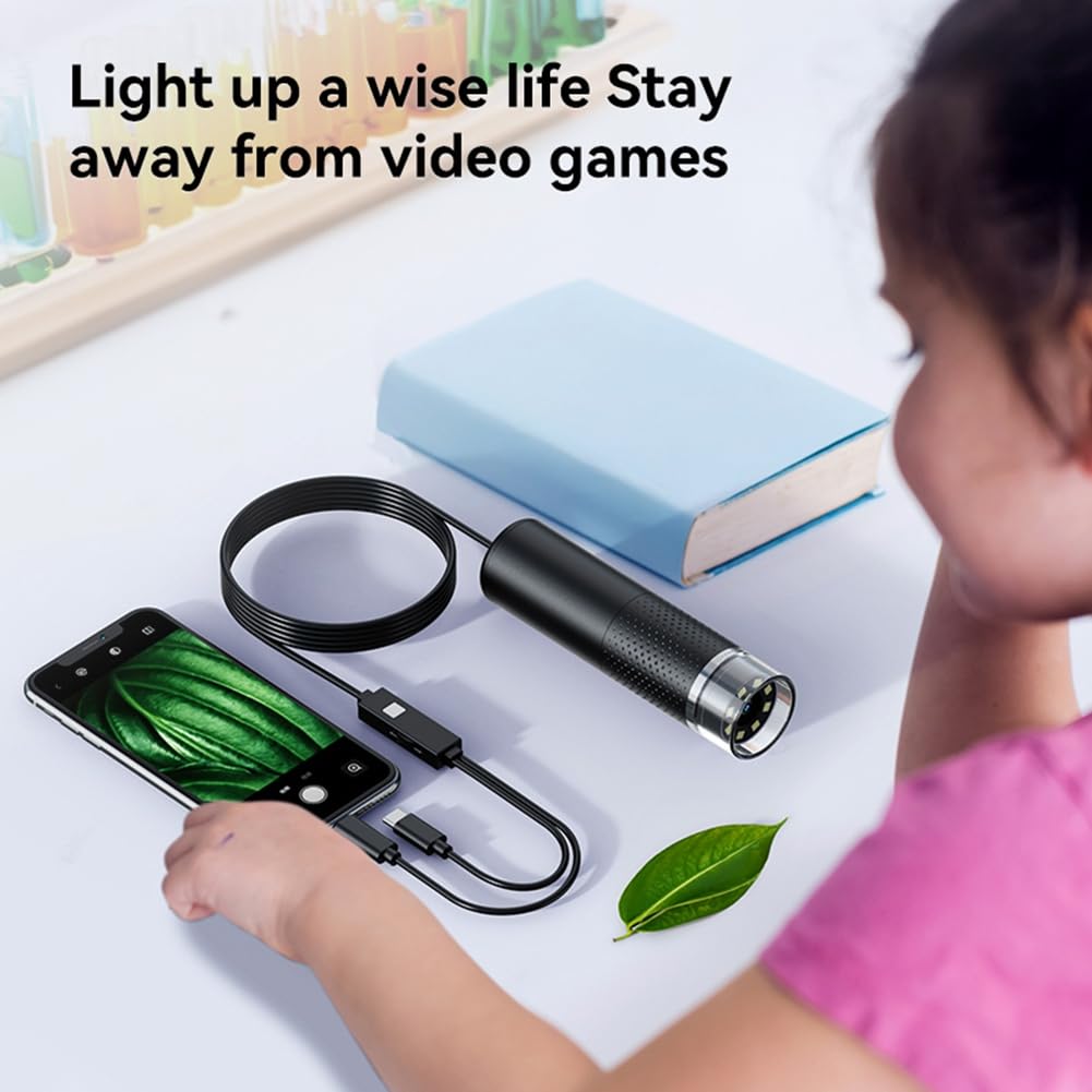 JNJOOD 50X-1600X USB Digital Microscope with 8 Adjustable LED Lights - Portable Handheld Microscope Camera for iPhone, Android, PC - Ideal for Coin Collecting, Jewelry Inspection & Science Education