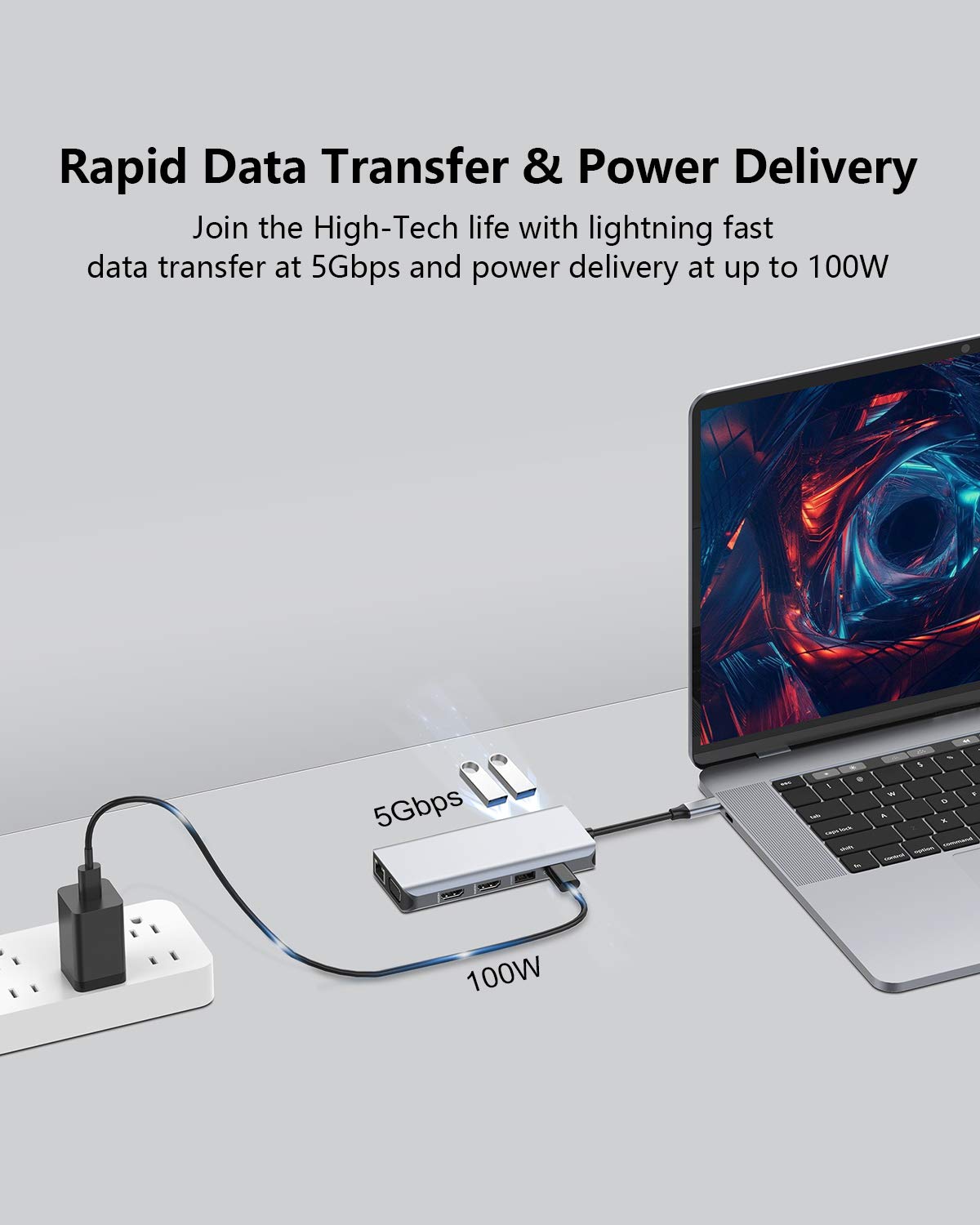 12-in-1 USB C Hub Dual HDMI Monitor Adapter for Laptop - 2 HDMI Ports, VGA, Ethernet, PD Charging, USB 3.0, 3.5mm Audio & SD/TF Card Readers - Ideal for Home Office, Remote Work & Multi-Screen Productivity