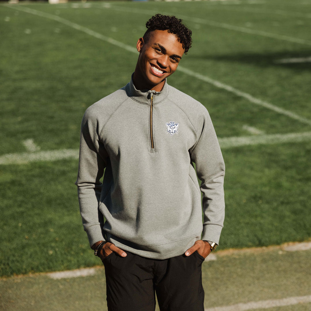 BYU Men's Oxford Zip Up Hoodie - Heather Grey | Casual & Comfortable Pullover for College, Streetwear & Everyday Wear
