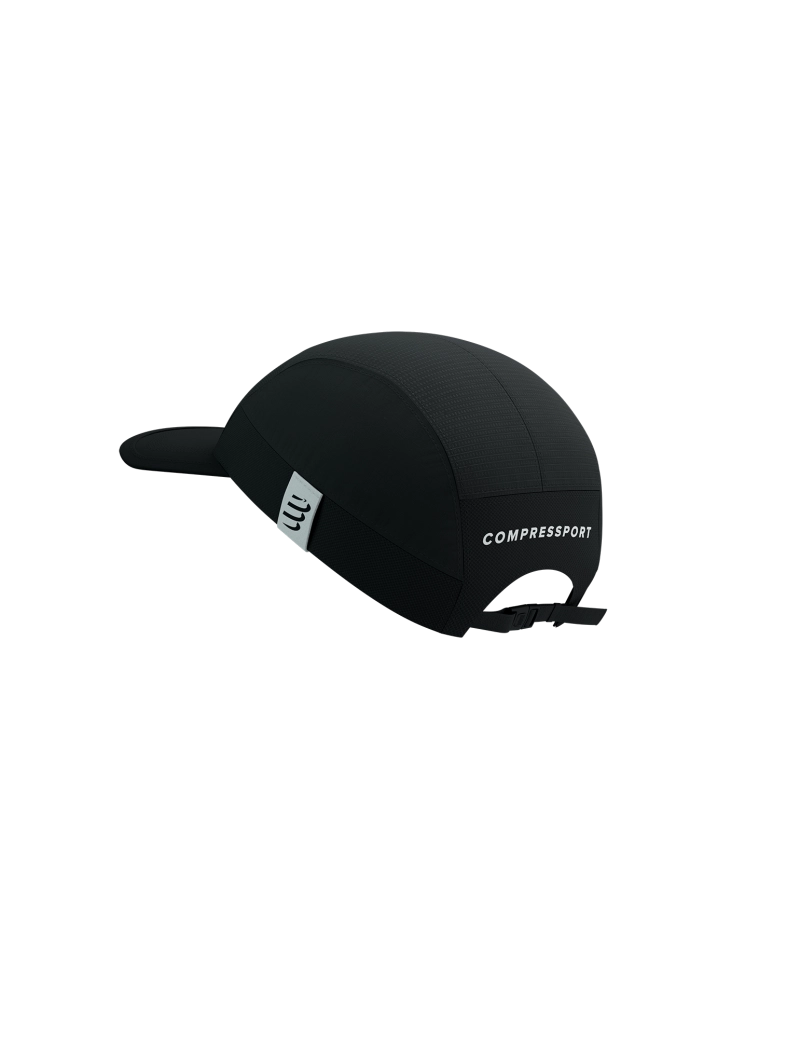 Compressport Unisex 5-Panel Lightweight Running Cap - Black | Breathable & Adjustable for Men & Women | Perfect for Jogging, Hiking & Outdoor Sports