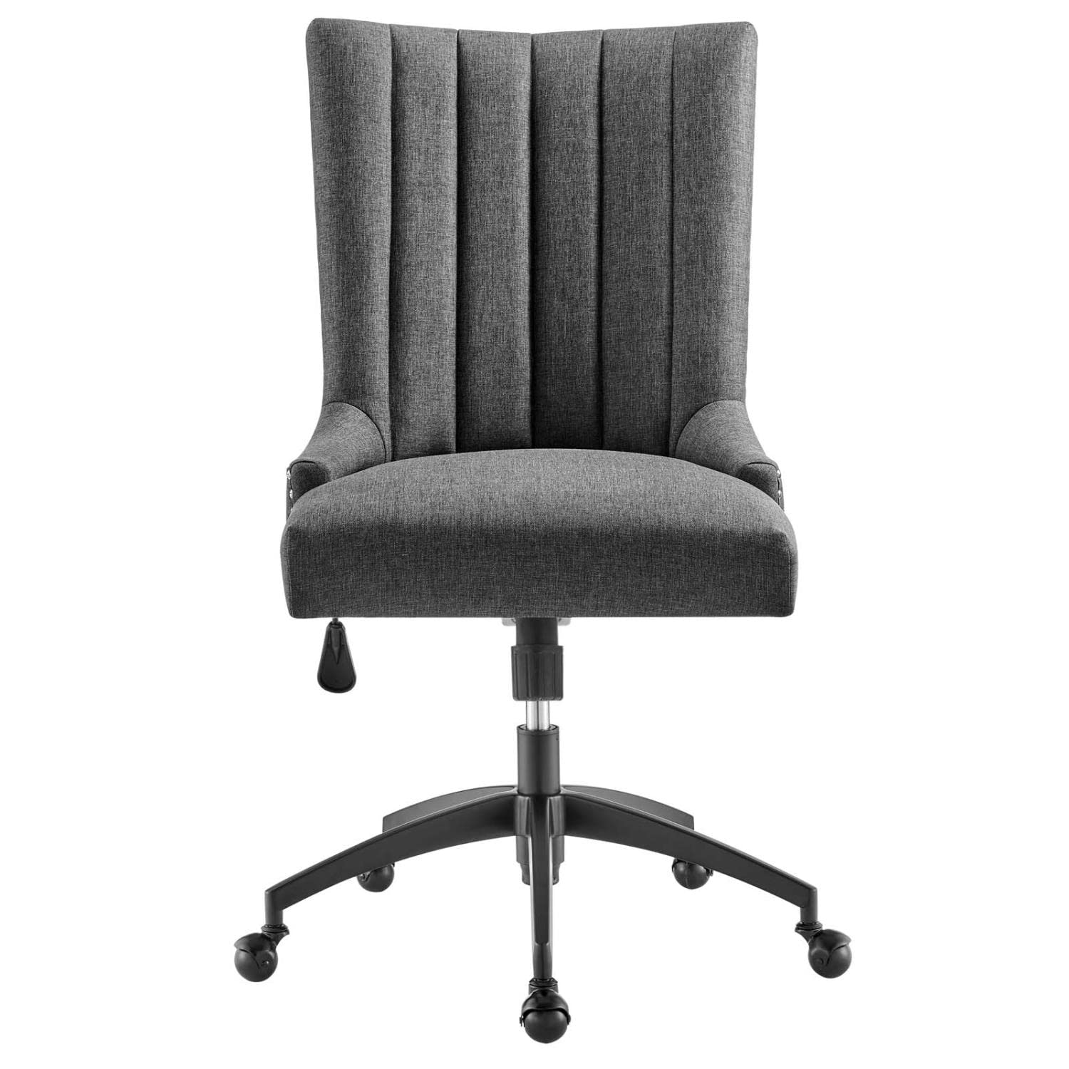 Modway Empower Ergonomic Office Chair with Channel Tufted Fabric - Black & Gray - Comfortable Desk Chair for Home Office, Gaming & Workspace