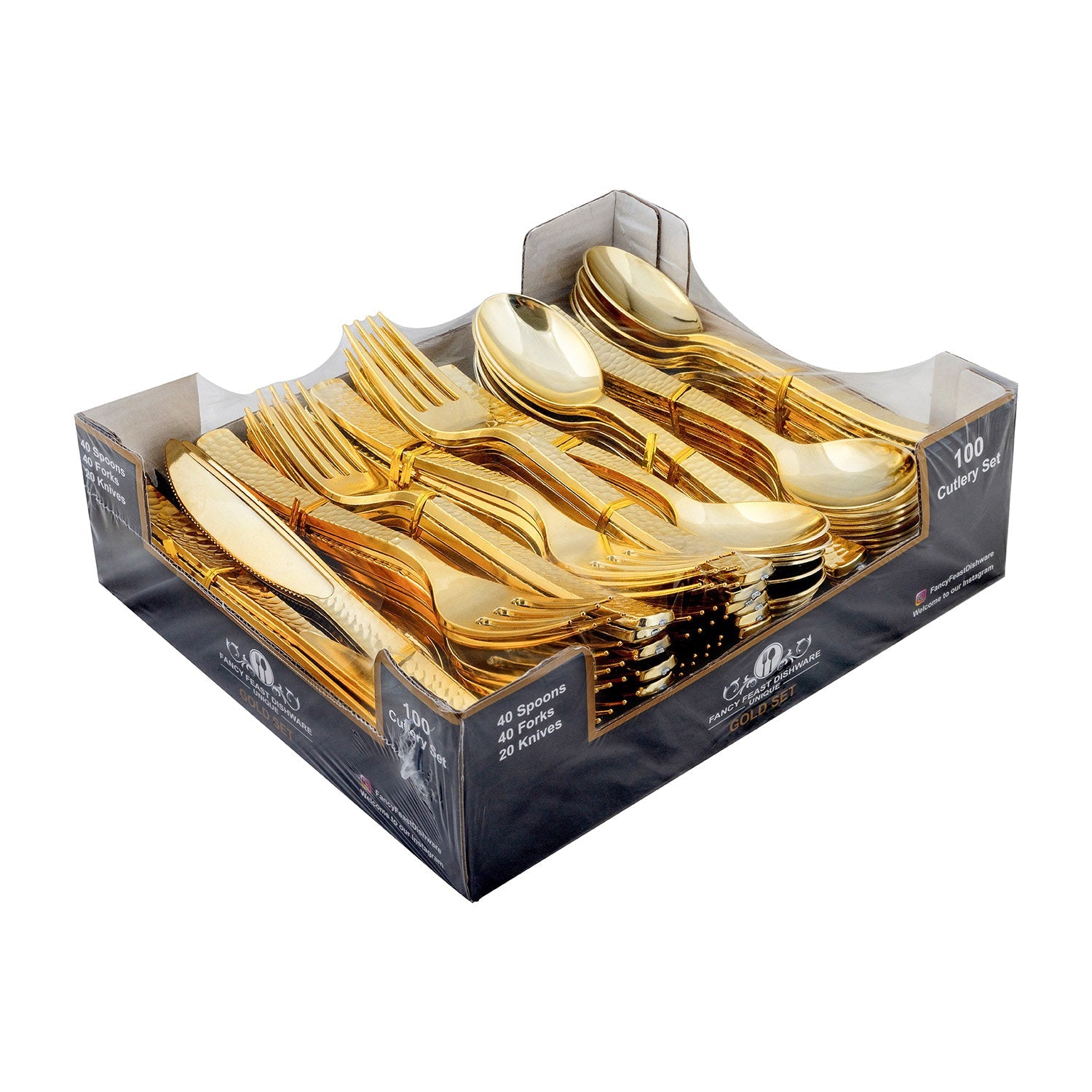 Premium 24K Gold-Plated Cutlery Set - 100-Piece Luxury Flatware Collection with Elegant Gift Box | Perfect for Weddings, Dinner Parties, and Upscale Dining Experiences