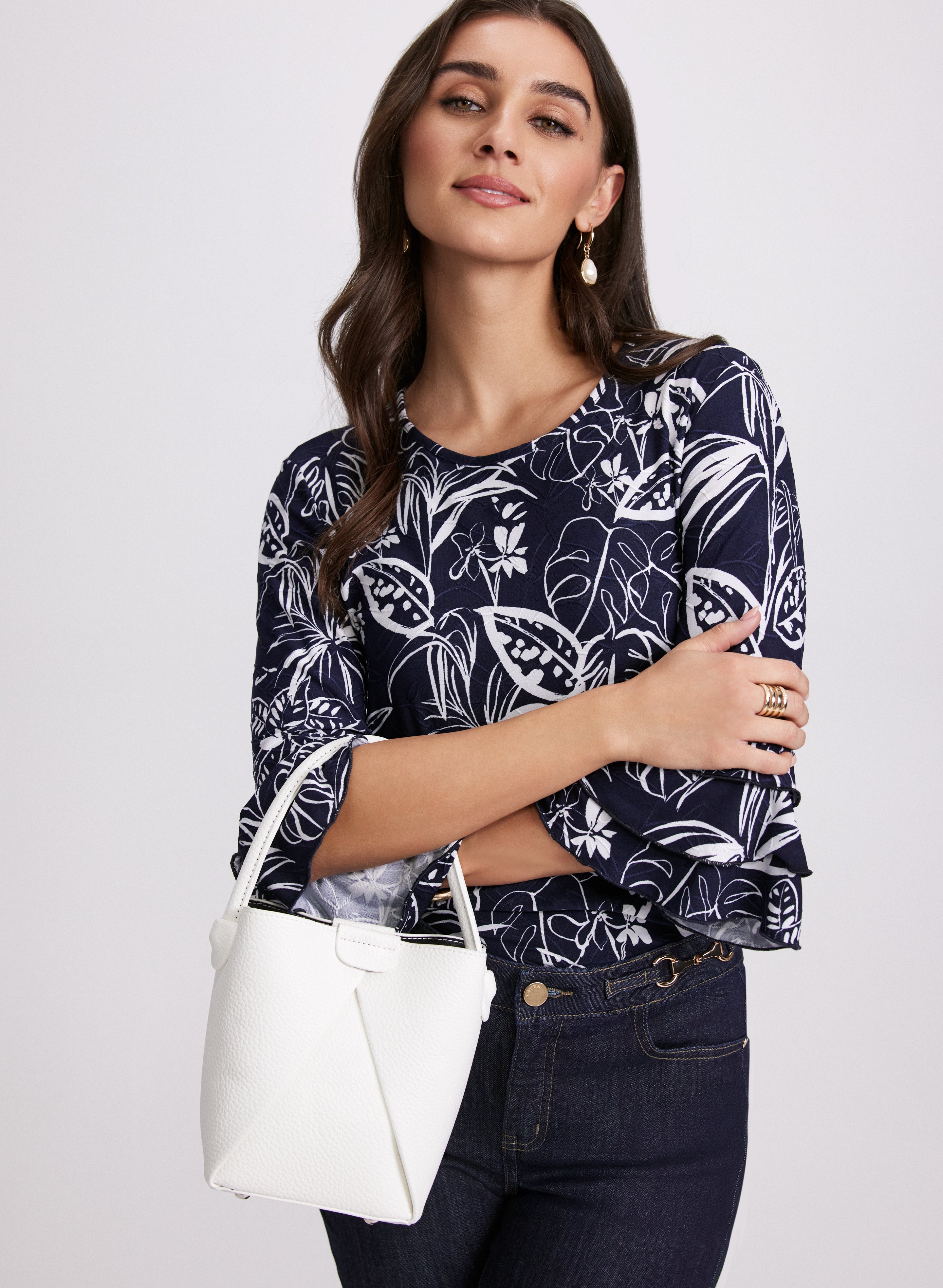 Floral Tiered Sleeve Top for Women - Boho Chic Blouse with Ruffled Sleeves - Perfect for Summer Outfits, Beach Vacations & Date Nights