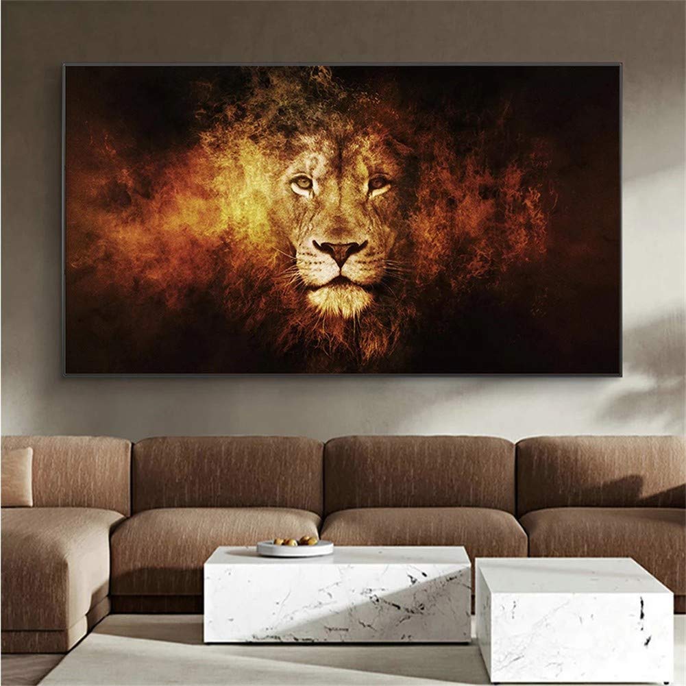 5D Diamond Painting Kit for Adults & Kids - Lion Fire Design, Full Drill Rhinestone Embroidery Art (40x80in) | DIY Home Wall Decor, Stress Relief Craft, Perfect Gift for Birthdays & Holidays | Round Diamond Dots, Large Canvas