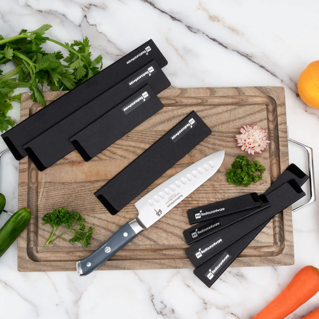 Premium Sensei Knife Sleeves Set of 8 - Black Plastic Knife Blade Protectors with Soft Felt Lining for Kitchen Knives - Durable, Cut-Resistant Knife Guards for Home & Professional Use - Ideal for Chefs, Restaurants & Culinary Enthusiasts